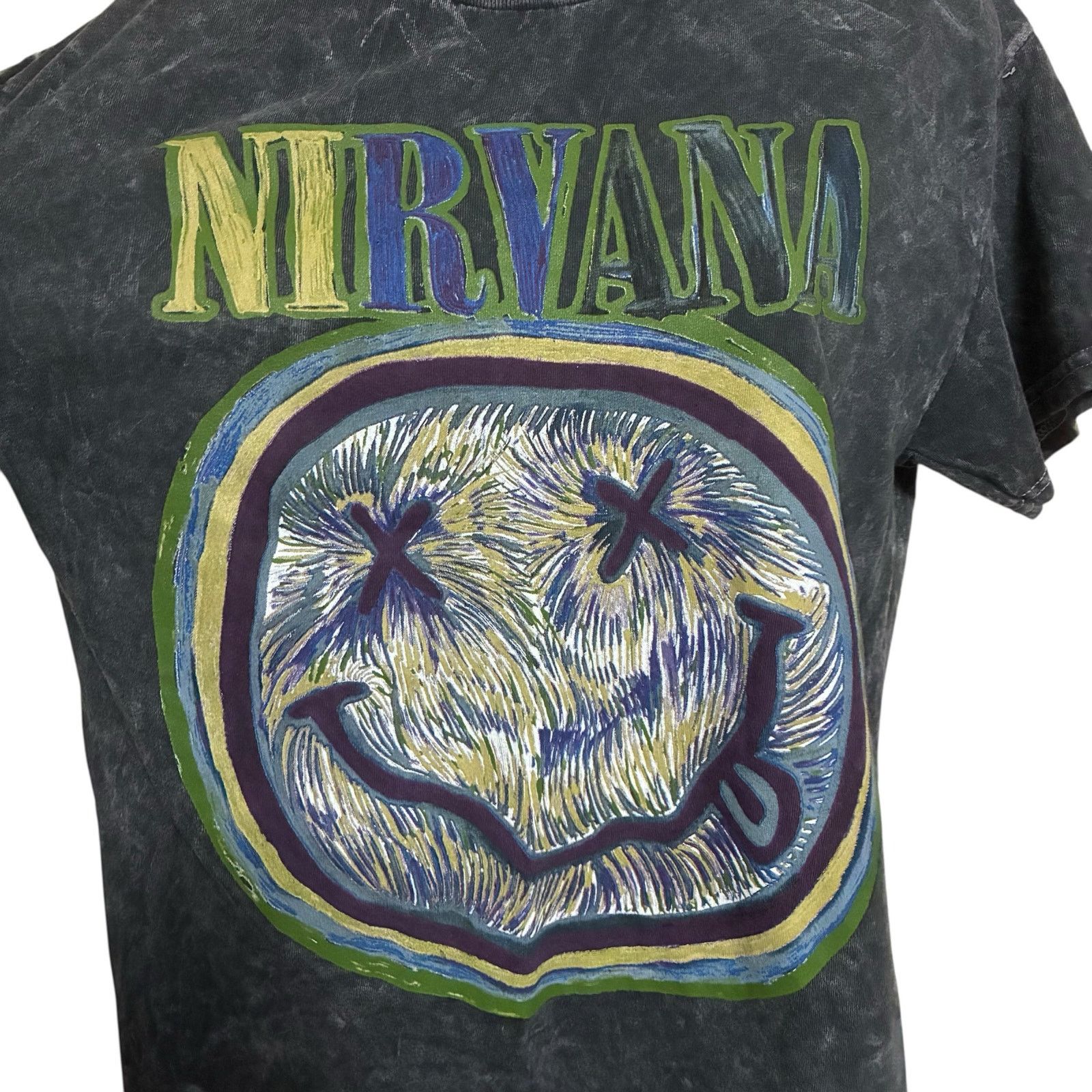 Nirvana Acid Wash Nirvana Smiley Graphic T-Shirt Womens Size M Size M / US 6-8 / IT 42-44 - 3 Thumbnail