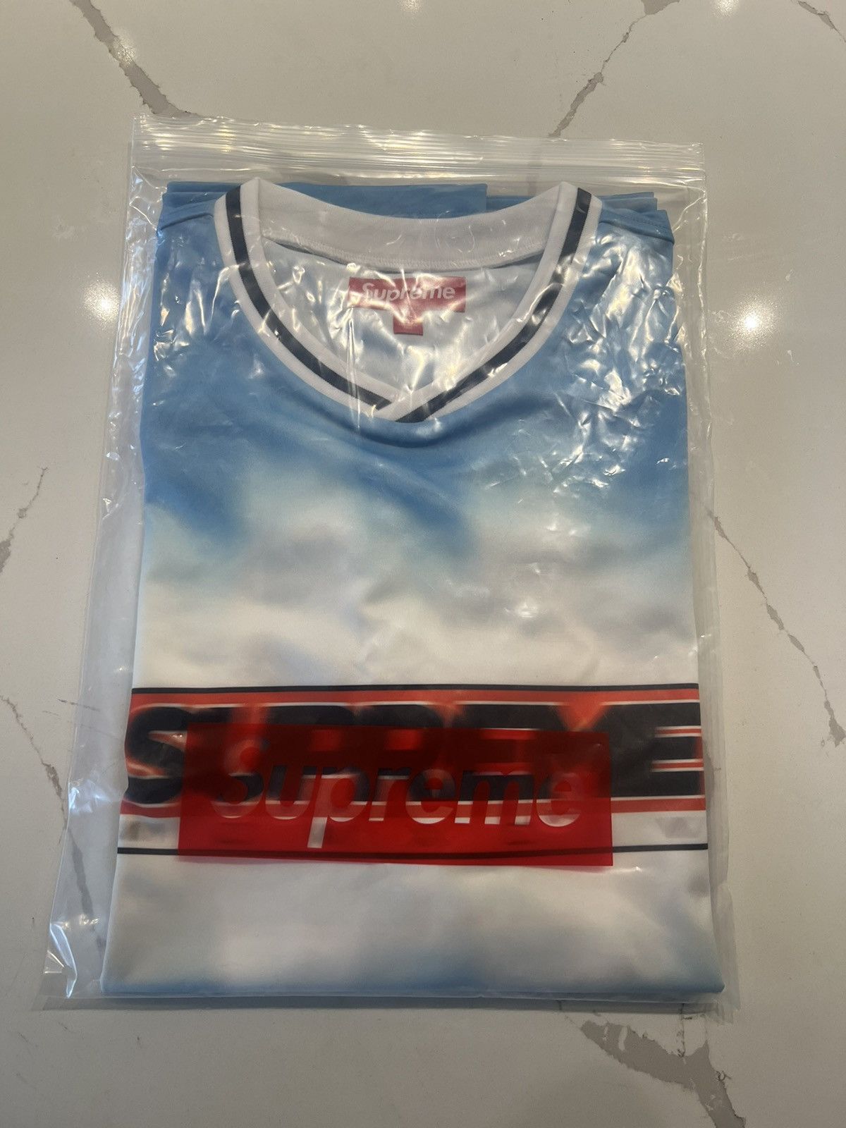 Supreme Blur Soccer Jersey XL Blue White DS
