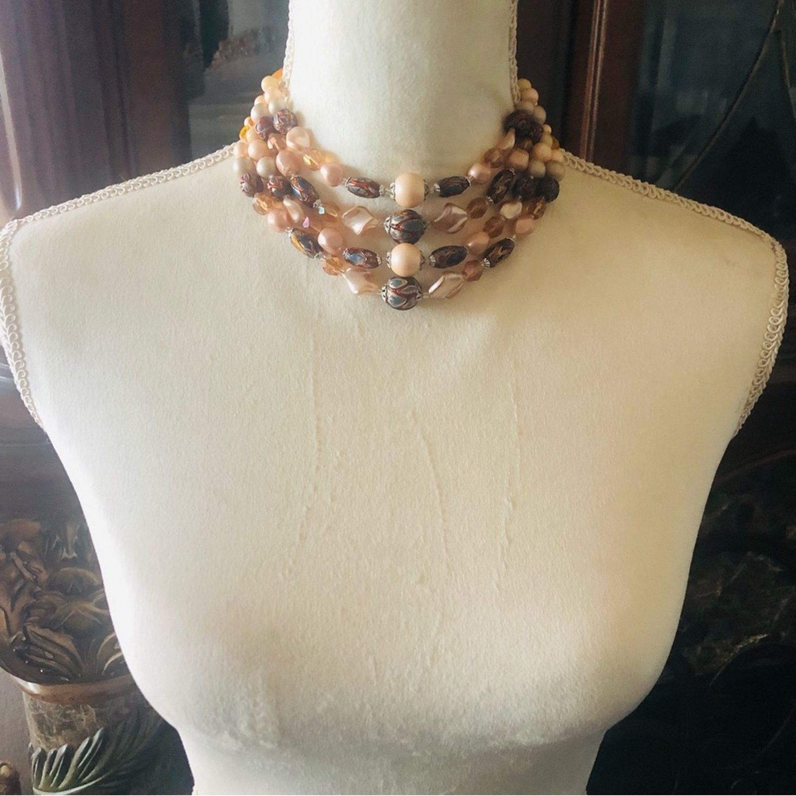 Vintage Vintage quad strand lava mixed bead choker necklace Size ONE SIZE - 4 Thumbnail
