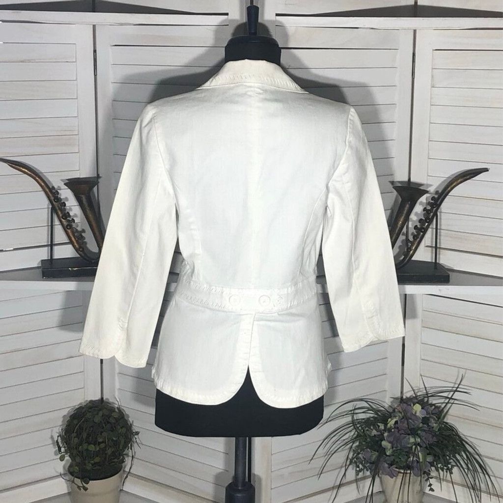 Vintage Apostrophe Embroidered Blazer Button Front Cream Off White 2 Size XS / US 0-2 / IT 36-38 - 6 Thumbnail
