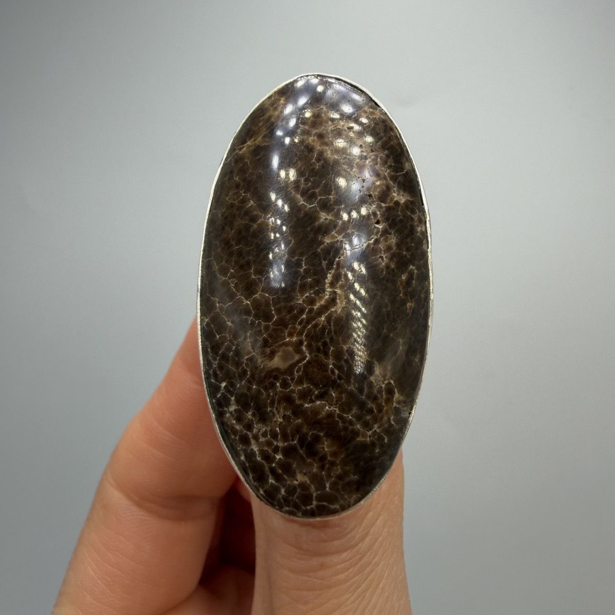 Sterling Silver Vintage Sterling Silver 925 Natural Fossil Coral Ring S 8 Size ONE SIZE - 9 Thumbnail