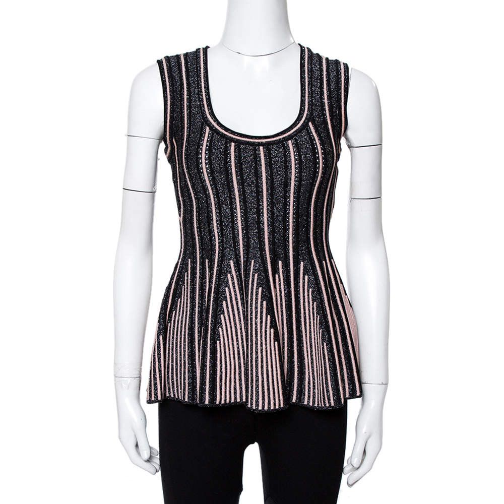 Missoni Missoni Black Stripe Lurex Knit Flared Tank Top Size S / US 4 / IT 40 - 10 Thumbnail