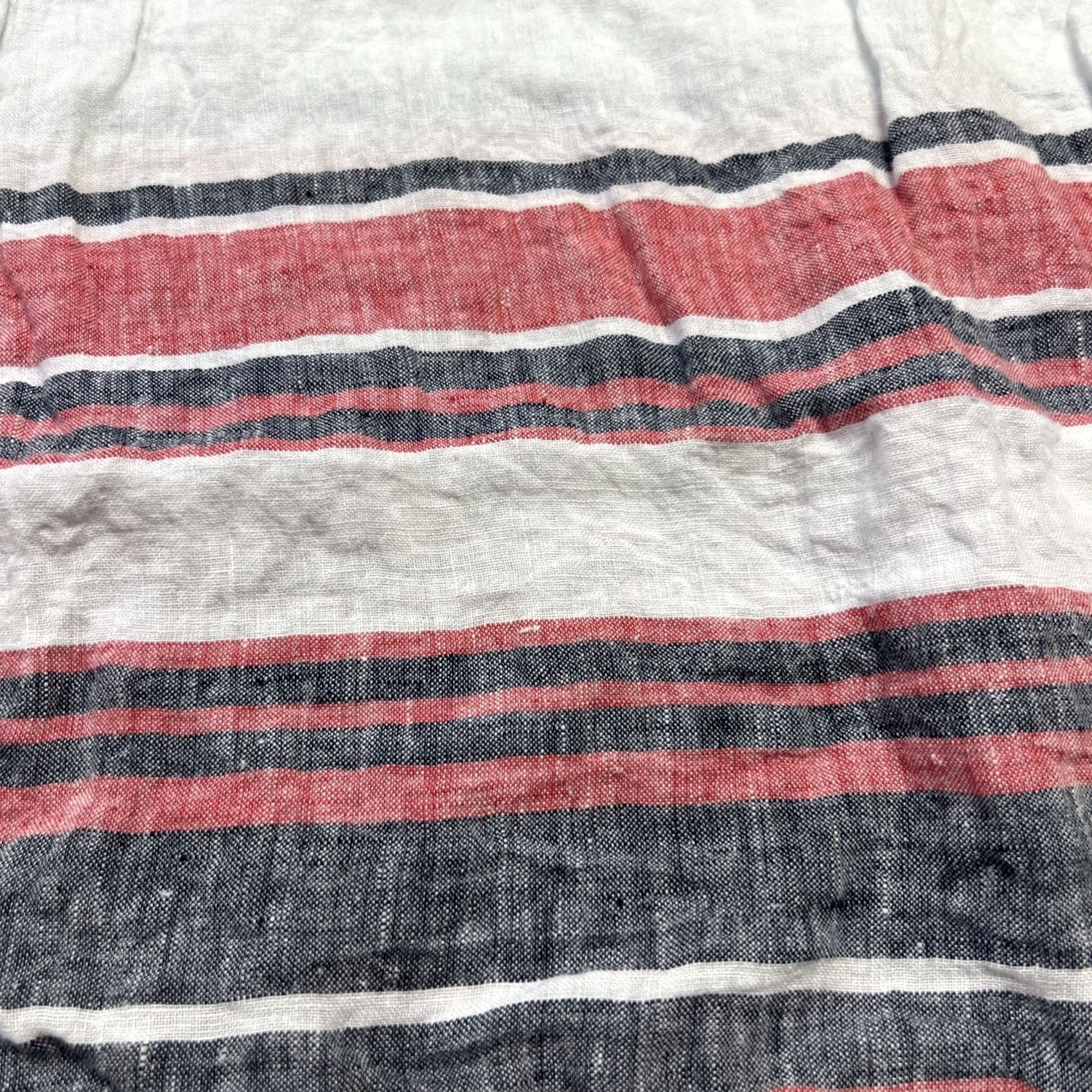 Talbots Talbots Blouse Shirt Linen 100% Stripe Hem V-Neck Short Sleeve Petite Medium Smocked Neck Summer Gray Womens Size M / US 6-8 / IT 42-44 - 3 Thumbnail