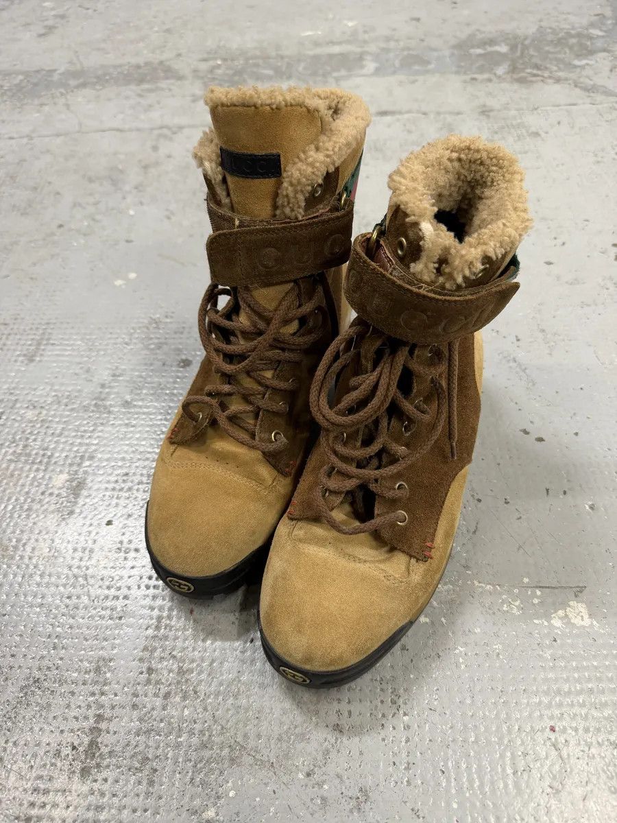 Gucci 2000s Gucci Beige & Brown Shearling Boots Size US 8.5 / EU 41-42 - 6 Thumbnail