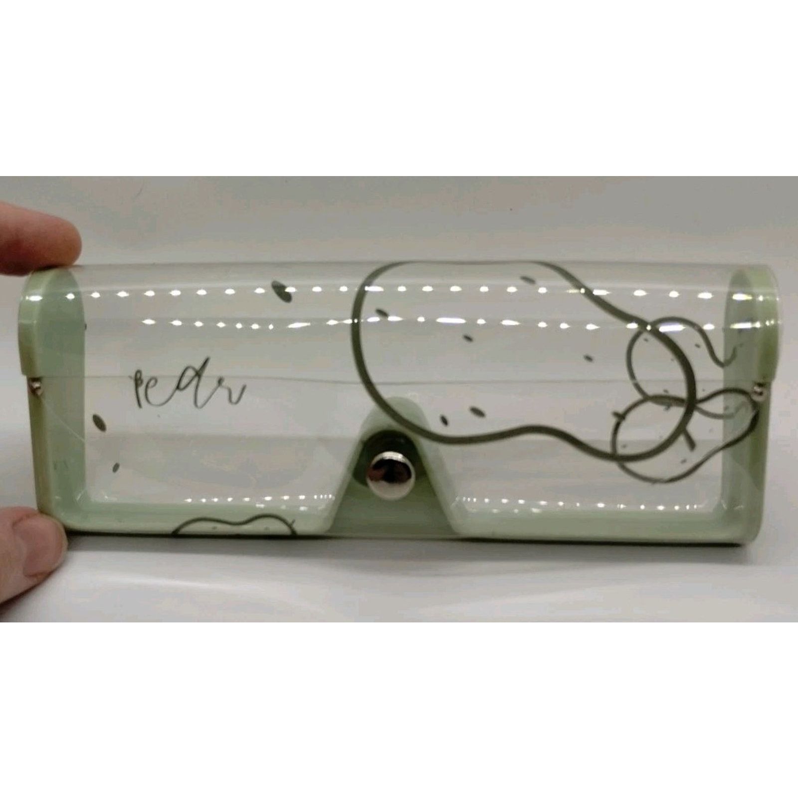 Vintage Green Pear Transparent Eyeglass Case - Snap Close Size ONE SIZE - 2 Thumbnail