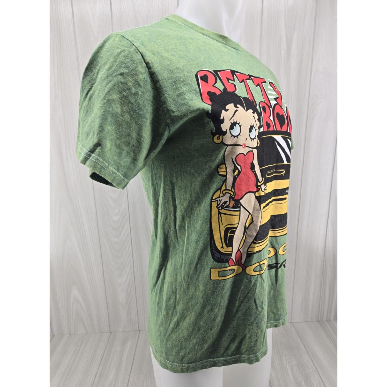 Vintage Betty Boop Dodge SRT Graphic T-Shirt Adult Medium Washed Green Cotton Size US M / EU 48-50 / 2 - 5 Thumbnail