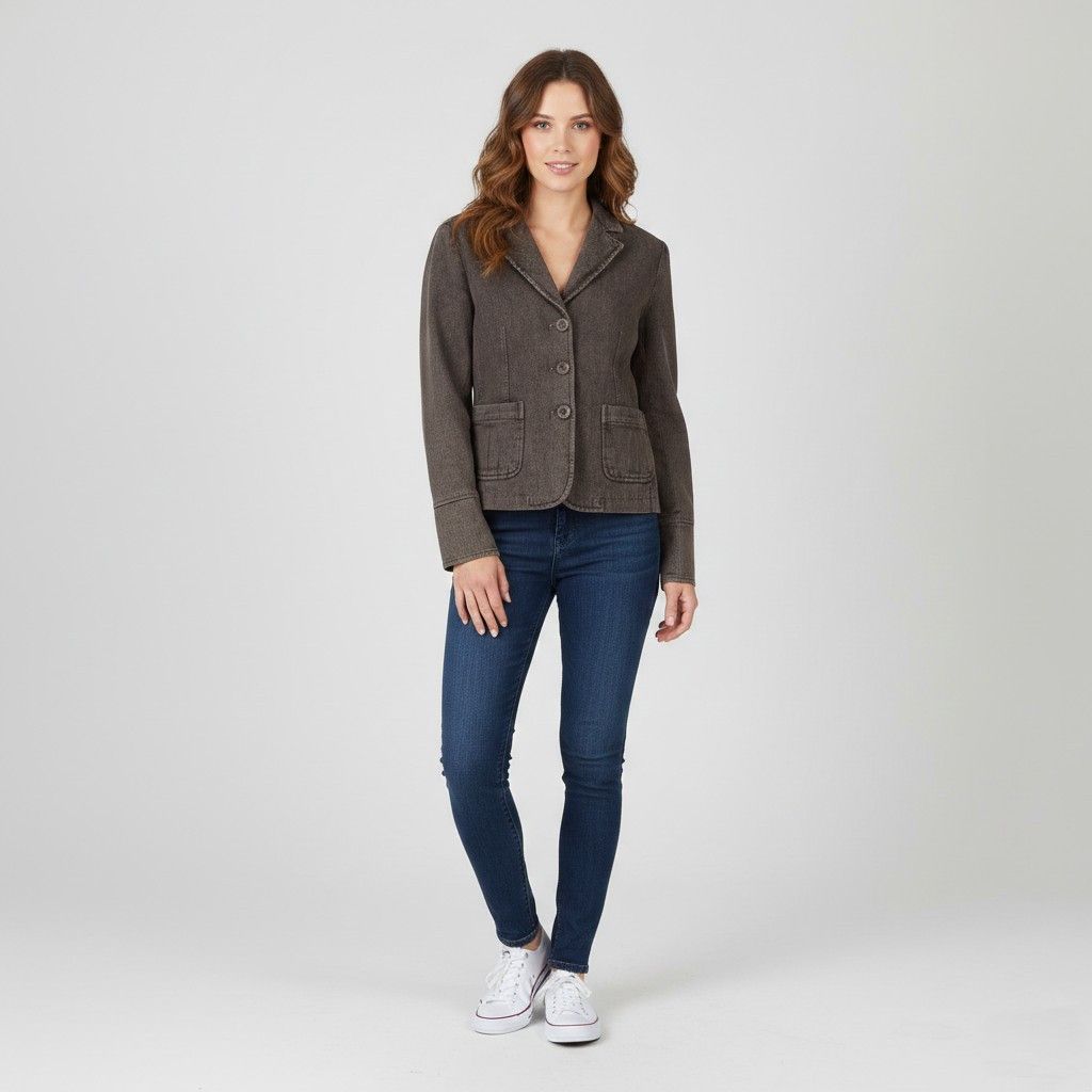 Massimo Dutti Massimo Dutti Women 40 S Blazer Brown Vintage Cotton 0100 Size S / US 4 / IT 40 - 1 Thumbnail