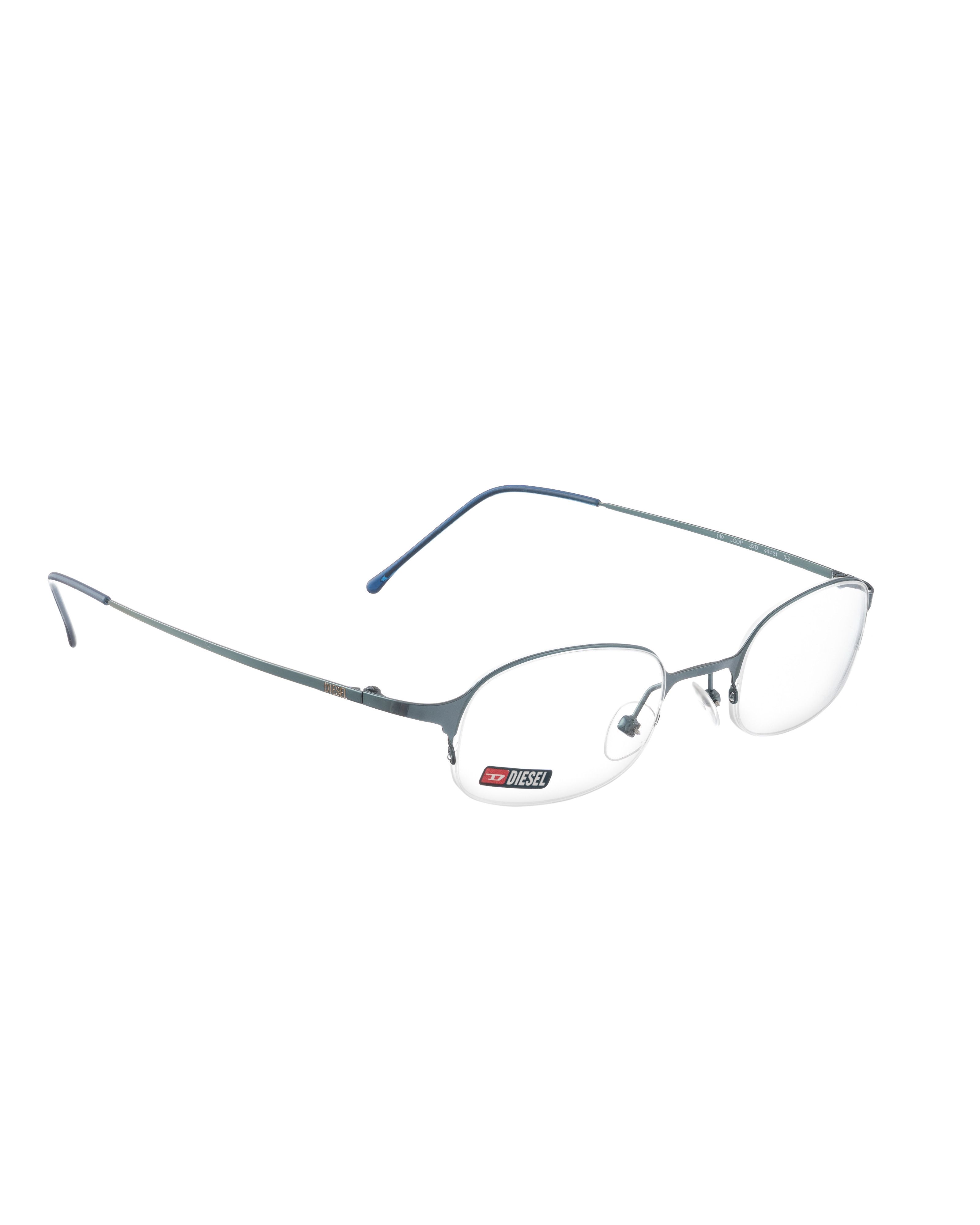 Diesel Diesel 90s Half Rim Oval Blue Metallic Glasses Size ONE SIZE - 2 Thumbnail