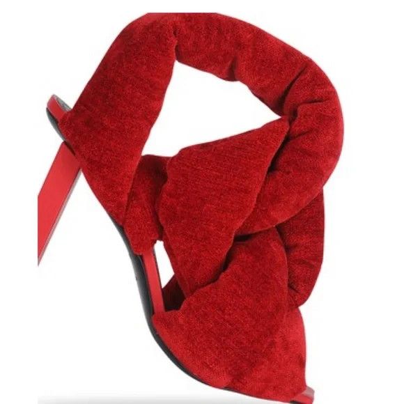 Balmain o1y0625 Velvet Sandals in Red Size US 7 / IT 37 - 2 Thumbnail