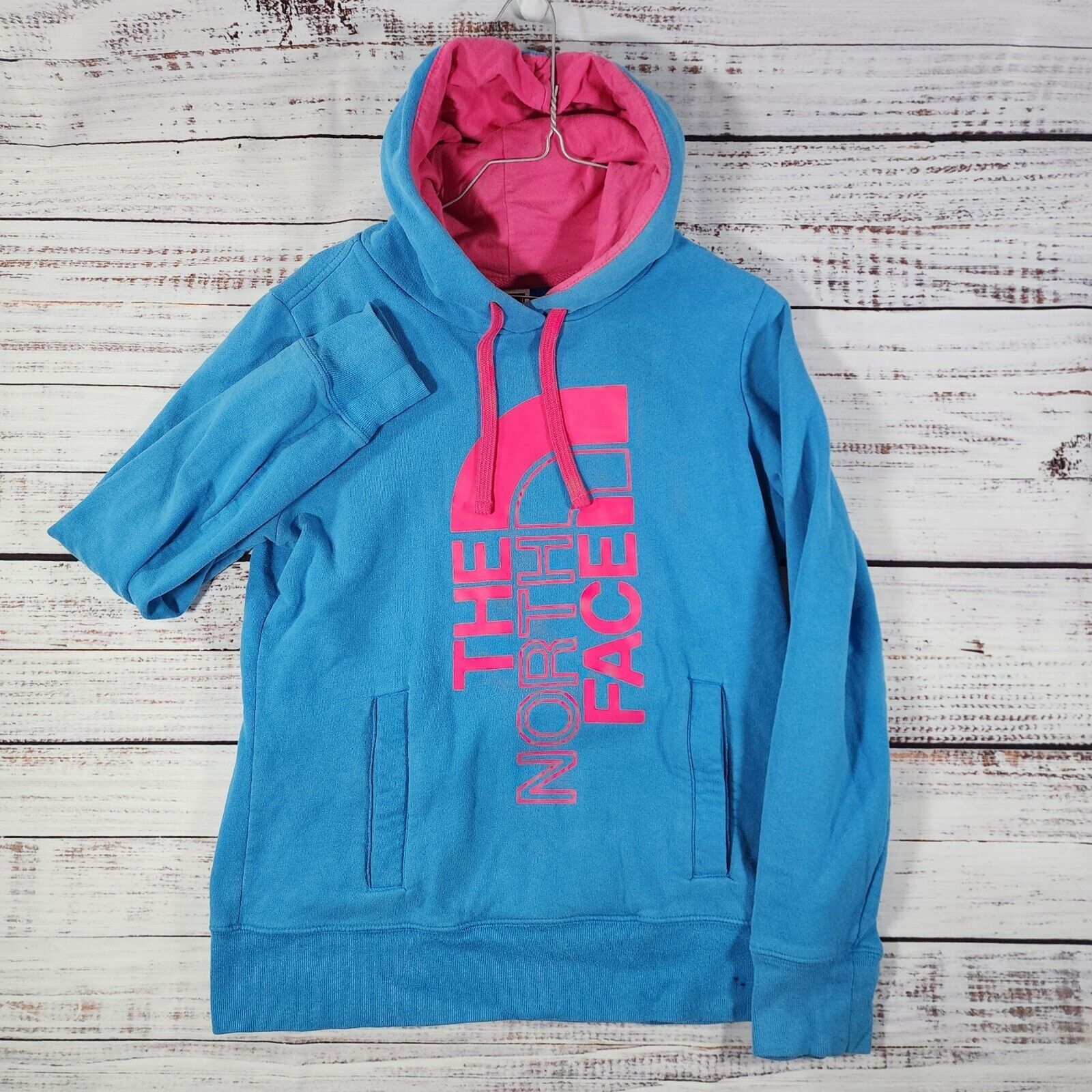 The North Face The North Face Blue Pink Hoodie Women M Sweatshirt Pullover Size M / US 6-8 / IT 42-44 - 1 Thumbnail