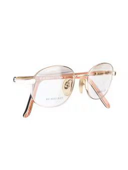 Burberry Burberry '90s Check Brown Gold Oval Frame Glasses Size ONE SIZE - 4 Thumbnail