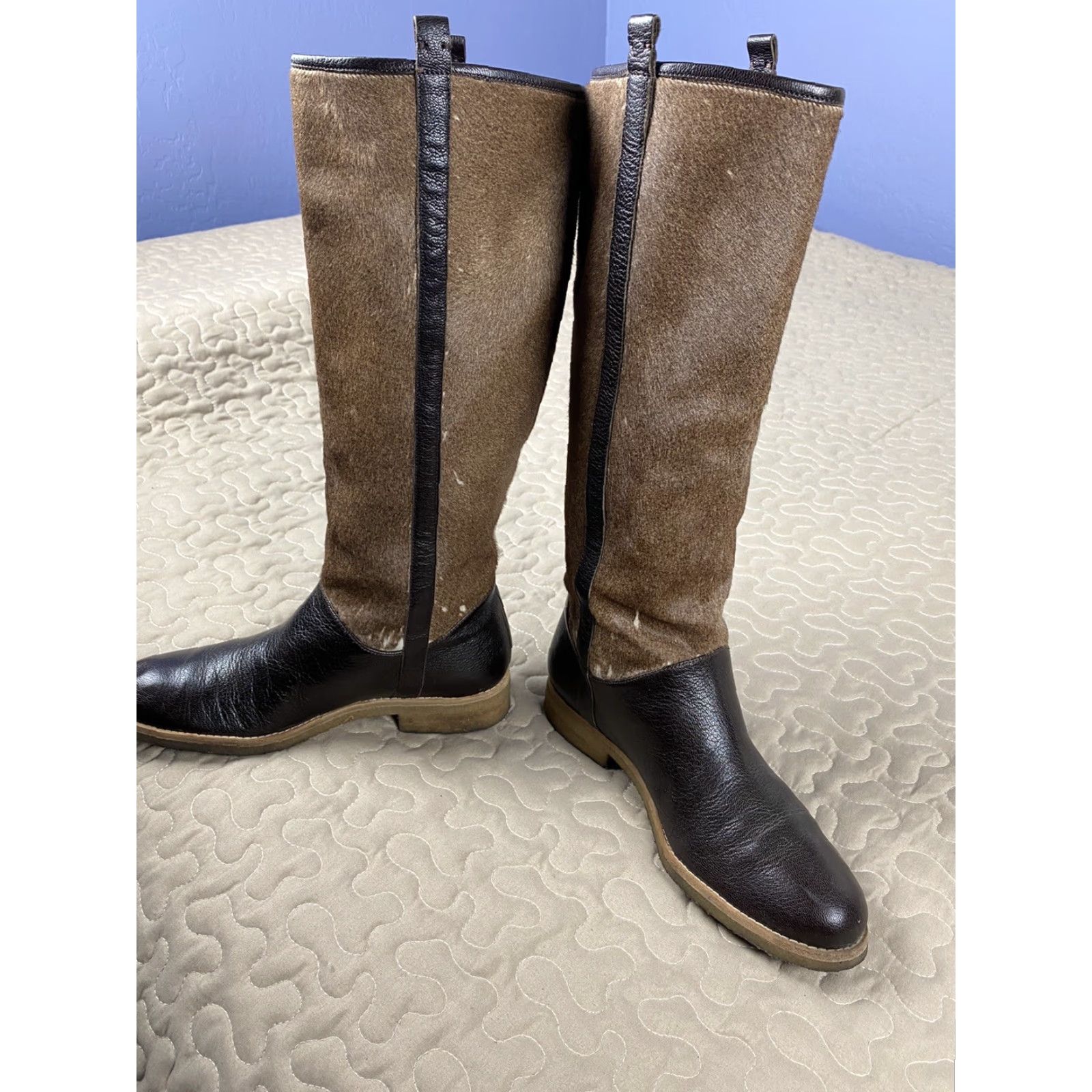 Skin VINTAGE Gunex Made In Italy Deer Skin Fur Hide Leather Riding Boots Womens Sz 6 Brown Fur Upper Lining Boots Womens US 6 Mens? Size US 6 / IT 36 - 7 Thumbnail