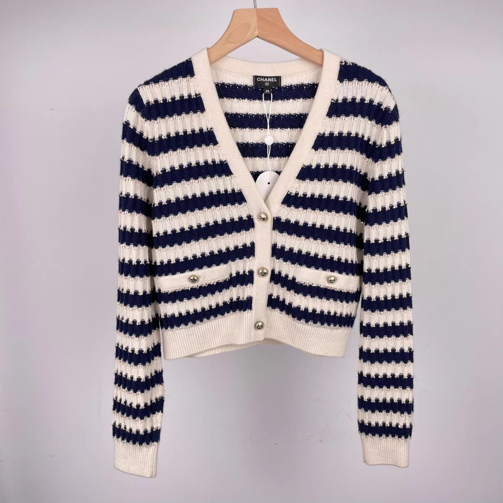 Chanel Chanel Women's Striped Sequin Knit Cardigan 38 Size S / US 4 / IT 40 - 1 Thumbnail
