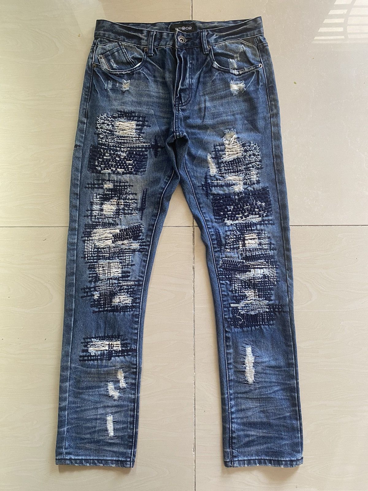 image of Seditionaries x Vintage Wto2 Men Destructed Slim Straight Jeans in Blue (Size 30)