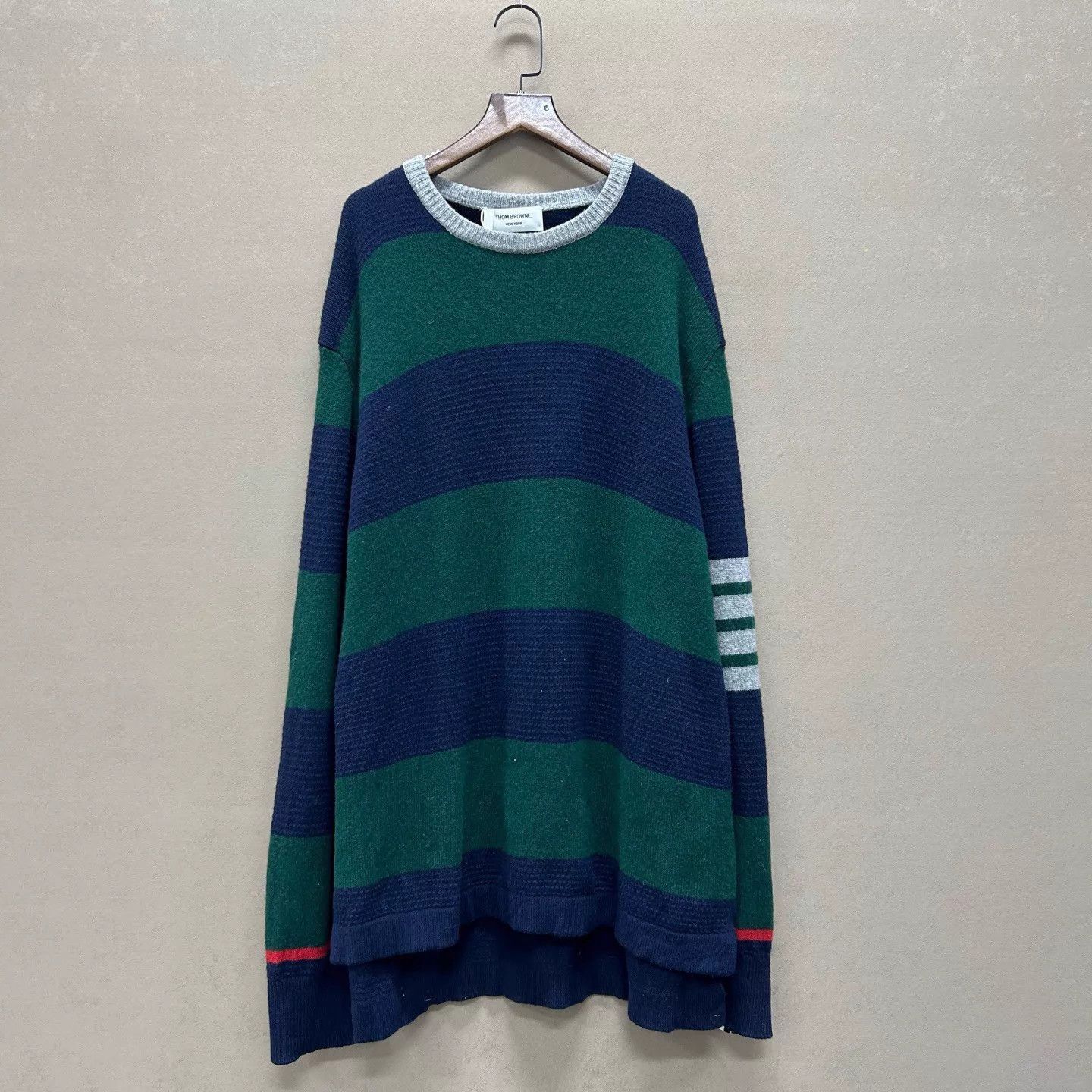 Thom Browne Green Striped Long Sleeve Knit Sweater XL Size US XL / EU 56 / 4 - 1 Thumbnail