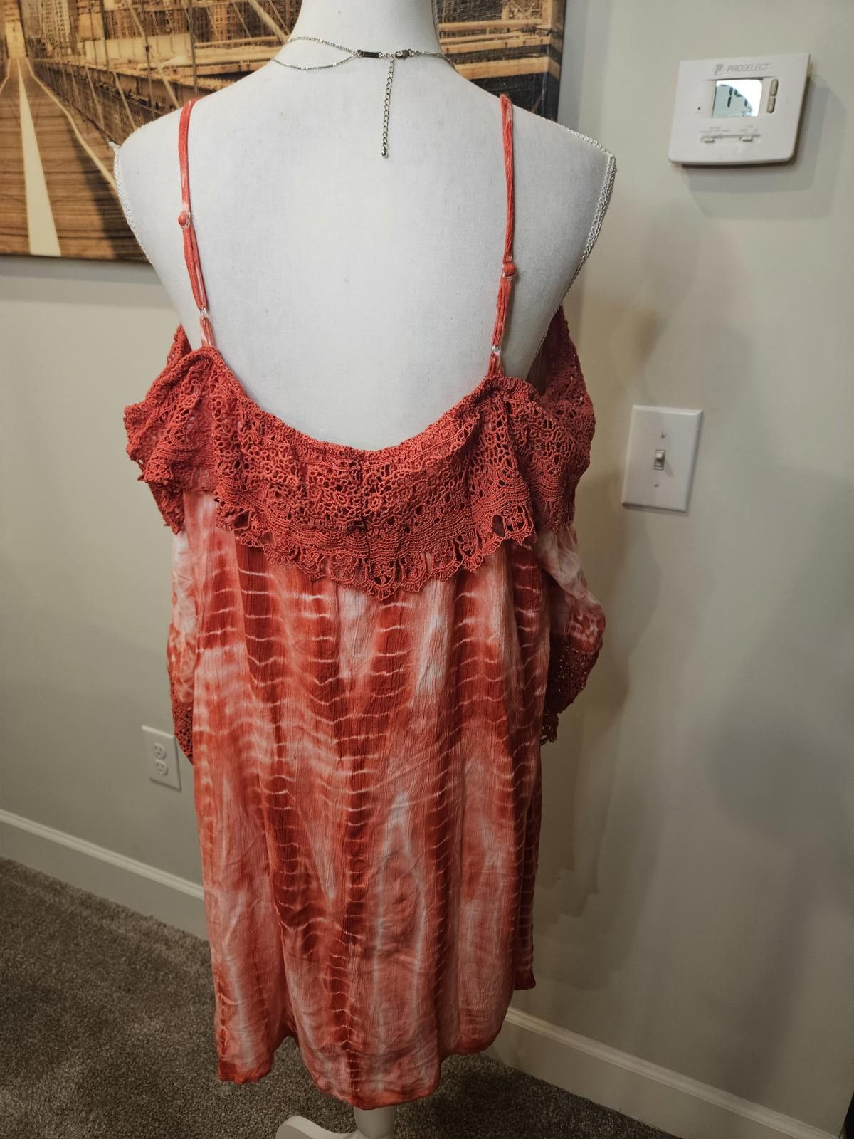 Caravelle by Bulova Nwt NY&C Tie-Dye Off-Shoulder Coverup with Crochet Trim 443 Size ONE SIZE - 2 Thumbnail