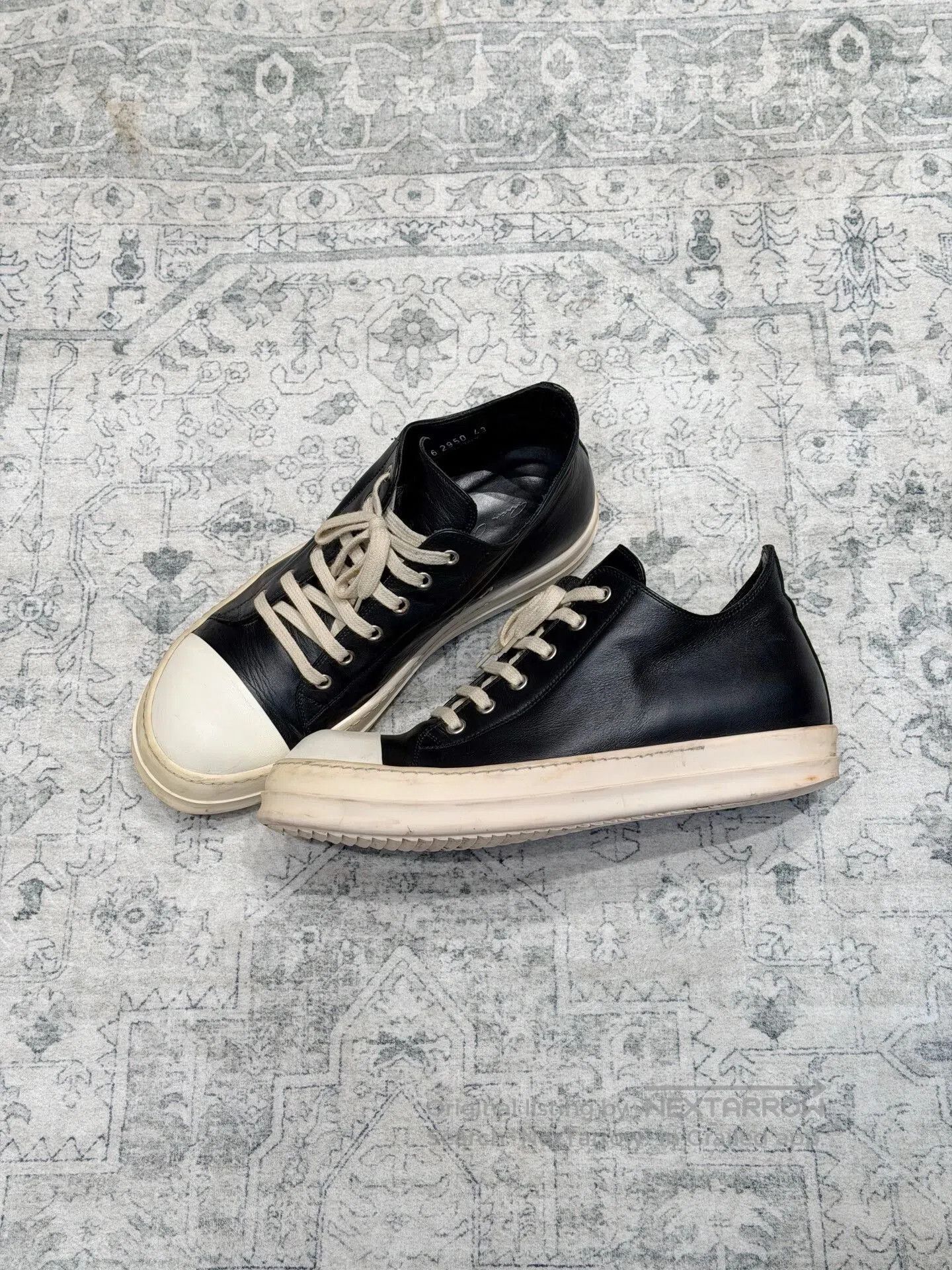 Rick Owens Rick Owens Low-Top Leather Black White. Size US 10 / EU 43 - 4 Thumbnail