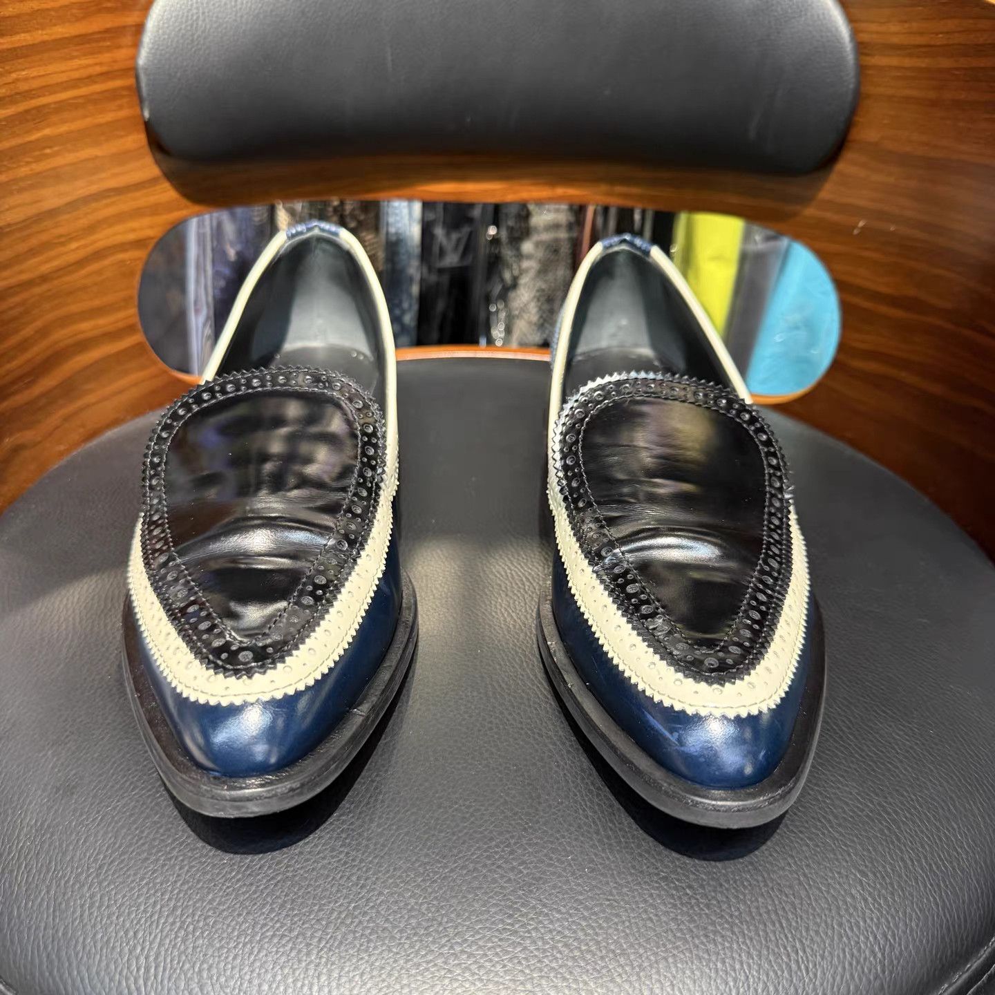 Tod's Tods Black & Blue Color Block Loafers K15 Size US 9 / IT 39 - 2 Thumbnail