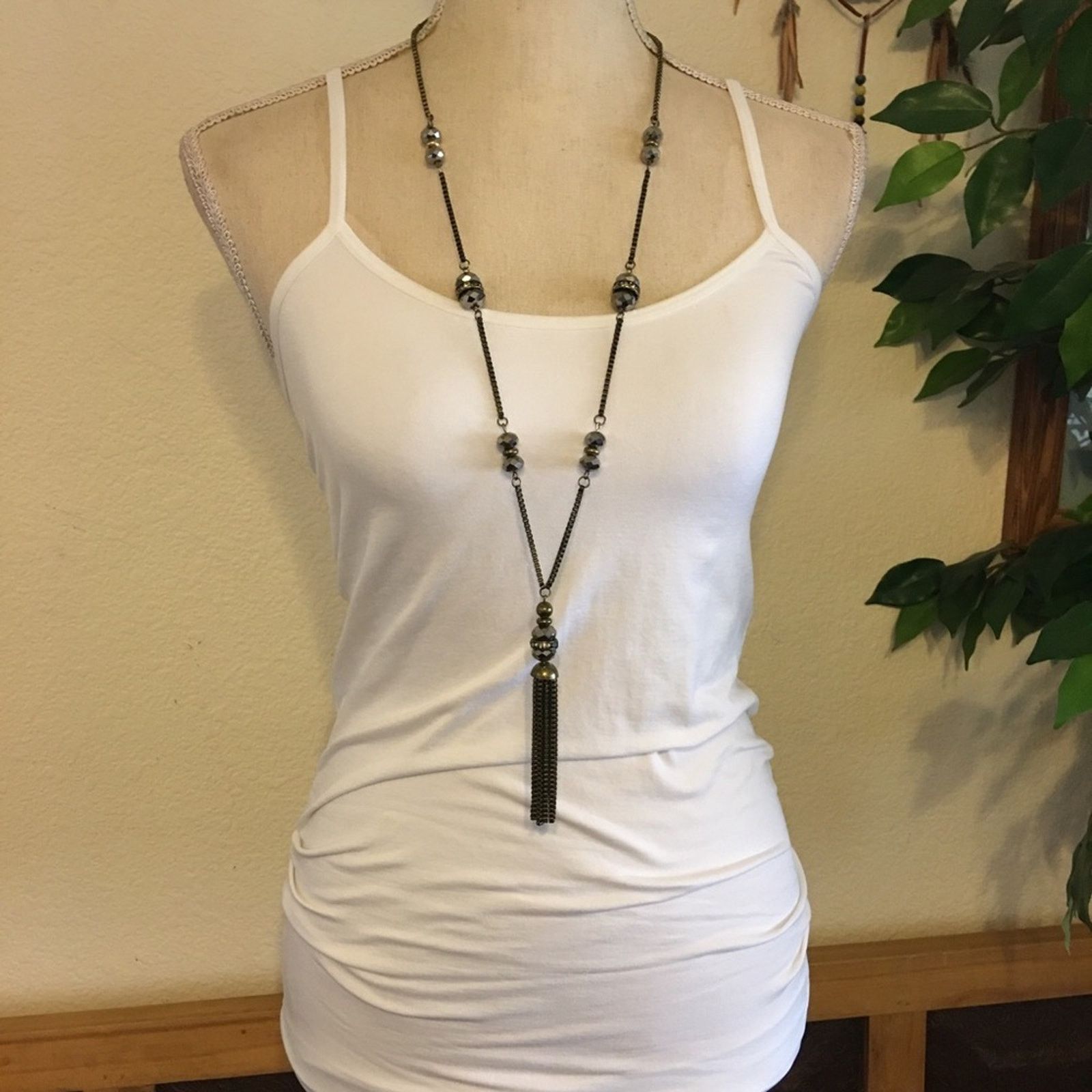 Vintage Vintage sparkle bead chain tassel long necklace Size ONE SIZE - 4 Thumbnail
