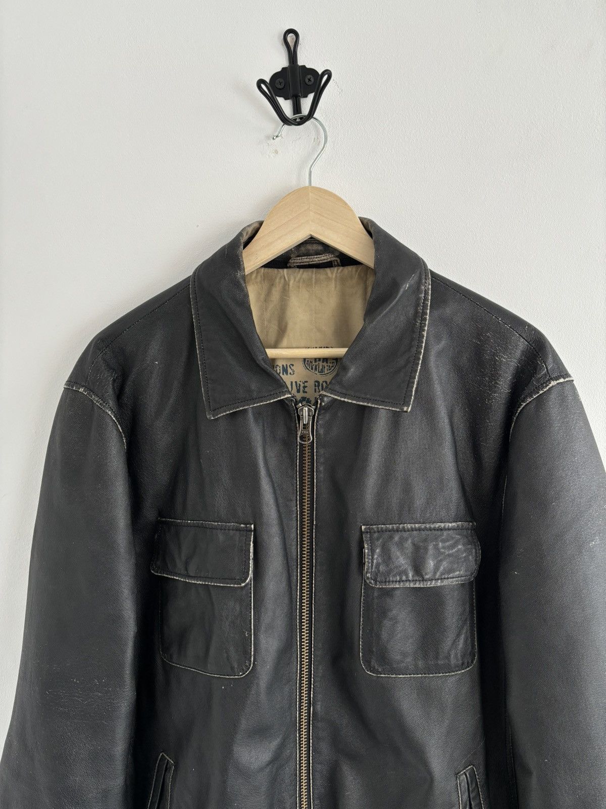 Genuine Leather Vintage Real Leather Faded Chest Pocket Jacket Size US L / EU 52-54 / 3 - 4 Thumbnail
