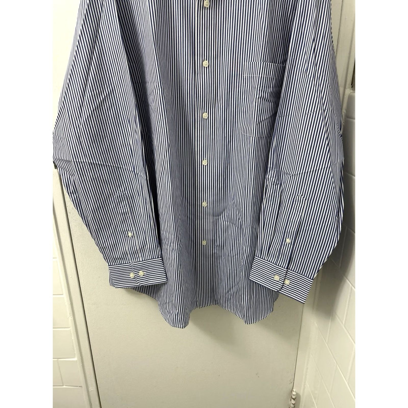 Croft & Barrow Croft & Barrow Shirt Mens Sz 18.5 Blue White Striped Oxford Classic Fit L/S Size US XXL / EU 58 / 5 - 3 Thumbnail