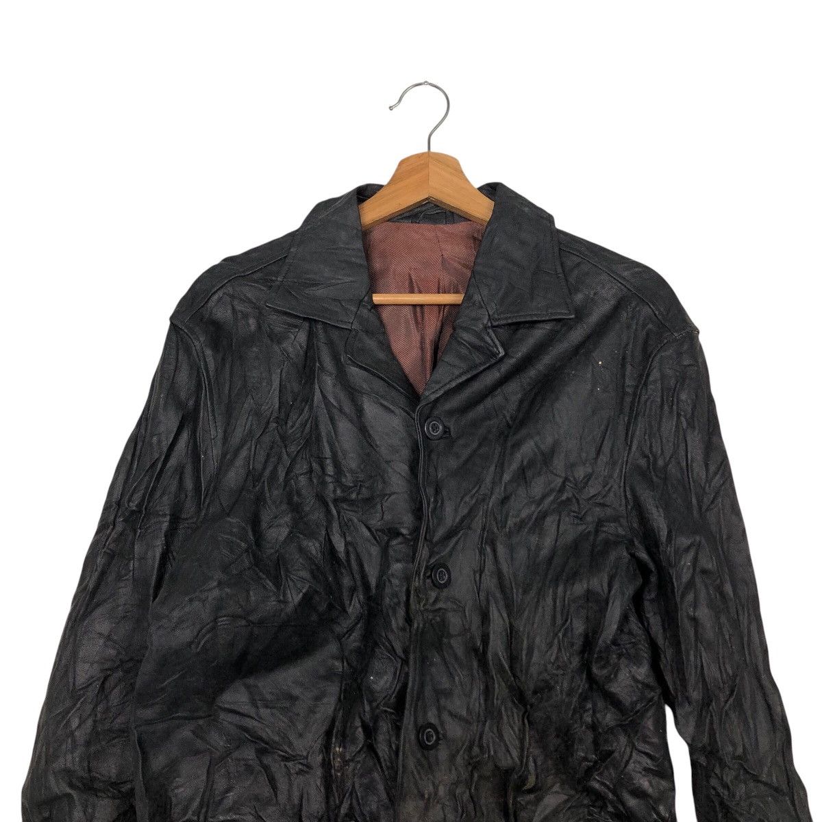 Issey Miyake 📌Vintage Genuine Leather Jacket Generous Blanket Size US L / EU 52-54 / 3 - 4 Thumbnail