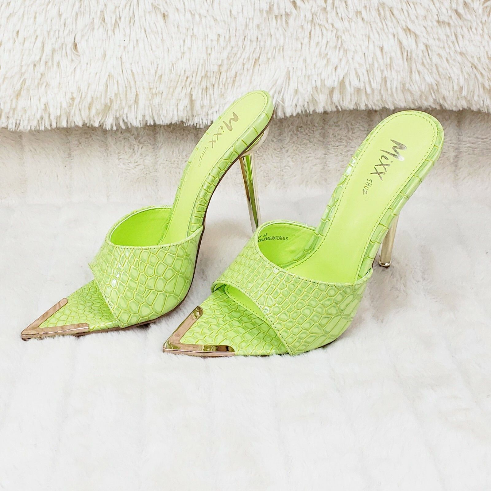 Other Venus Lime Green Slim High Heel Pointy Toe Slip On Sandals S Size US 6.5 / IT 36.5 - 9 Thumbnail