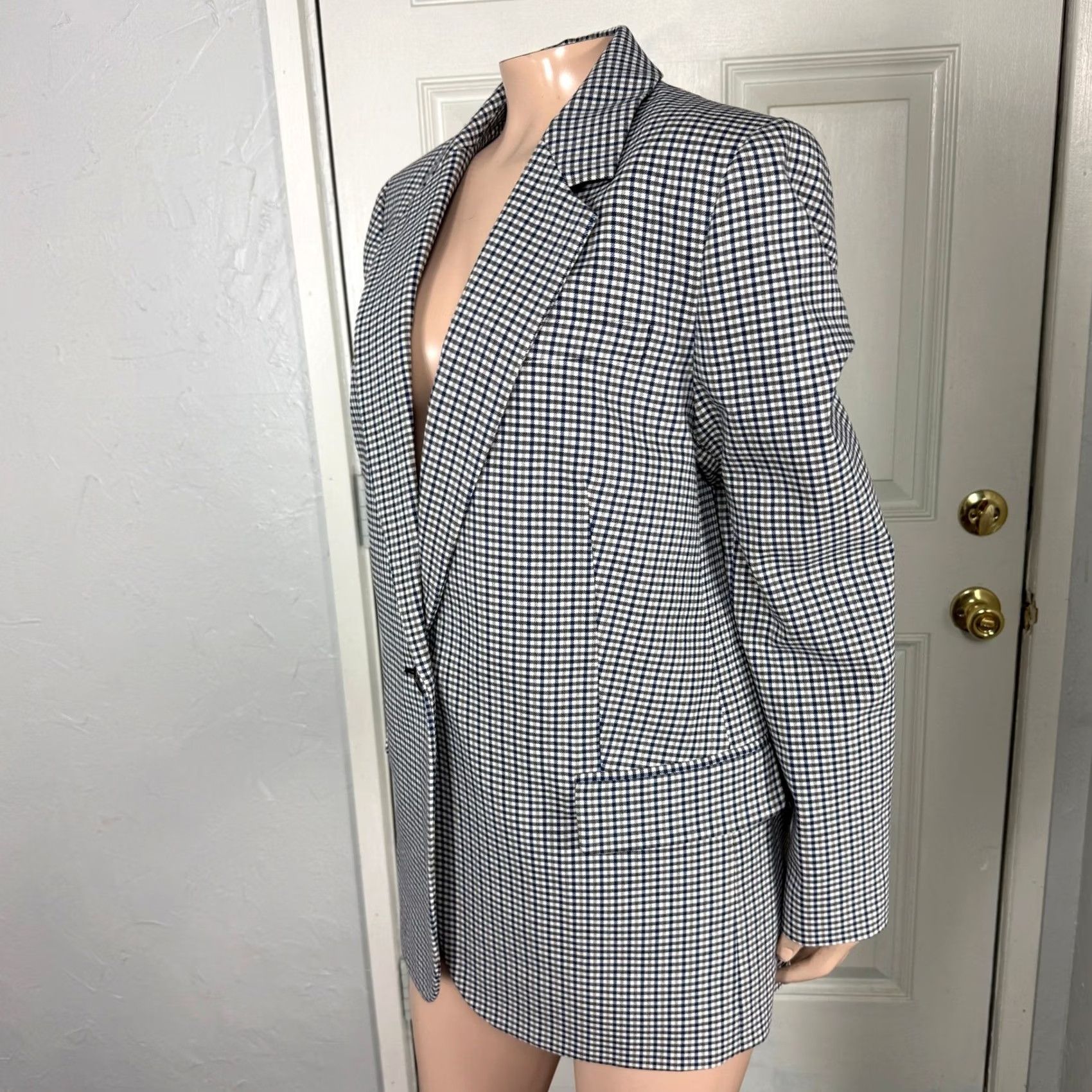 Madewell Madewell Jacket 10 Blue Kline Womens Blazer NS387 Plaid Button Viscose wool Size L / US 10 / IT 46 - 3 Thumbnail