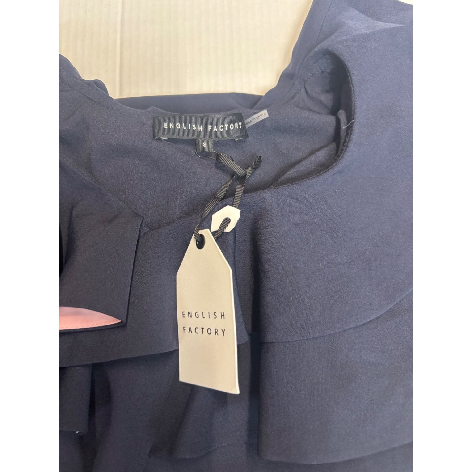 English Factory English Factory Multicolor Lined Ruffle Shift Dress, Navy, S Size S / US 4 / IT 40 - 12 Thumbnail