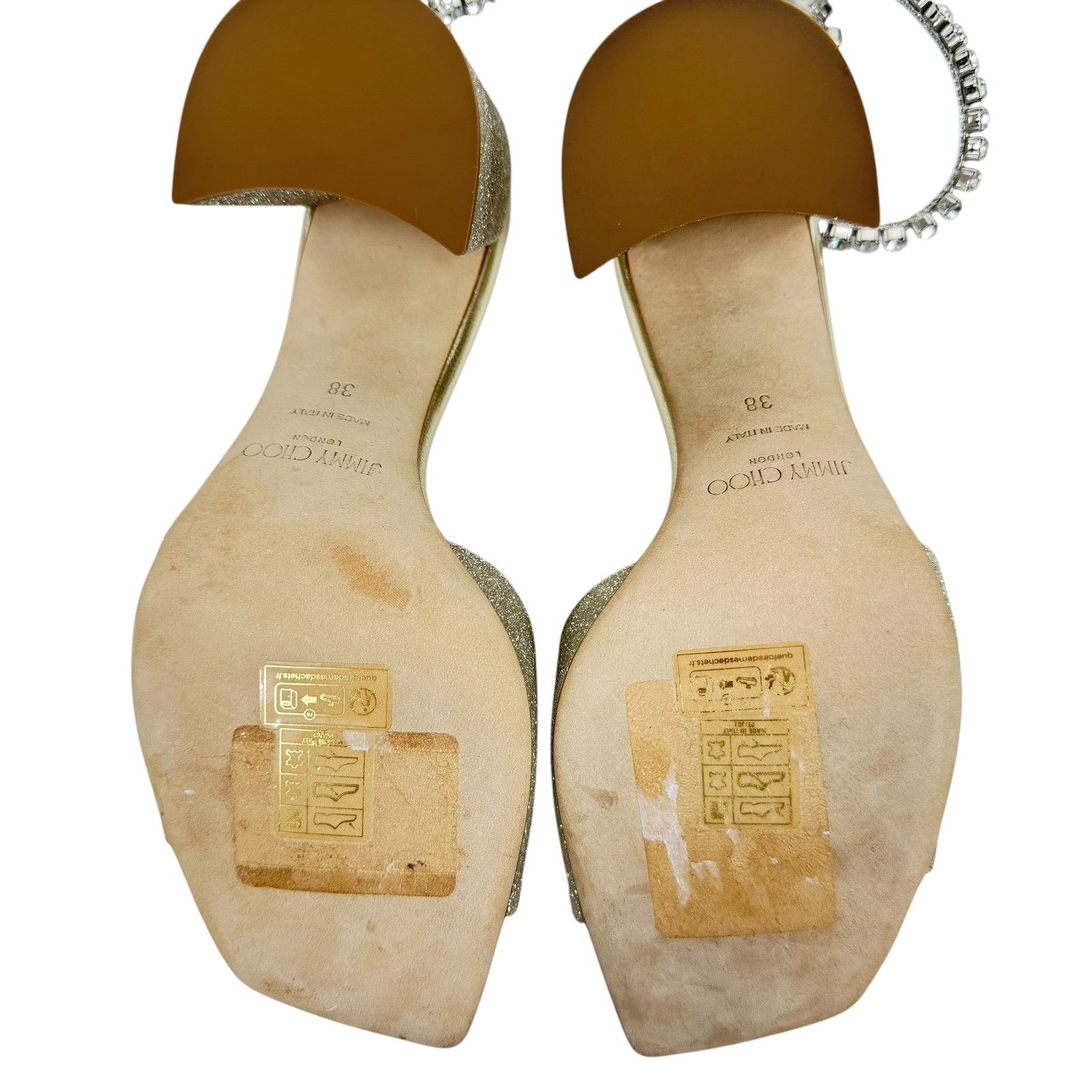 Jimmy Choo New Jimmy Choo Saeda Block Heel Glitter Crystals Sandals 38 Size US 8 / IT 38 - 11 Thumbnail