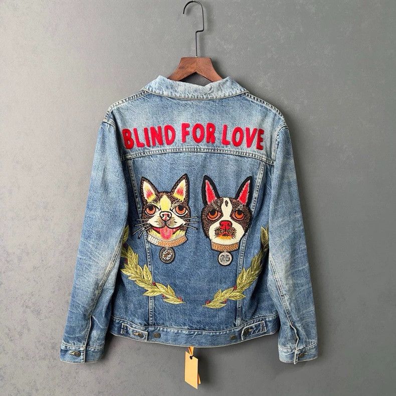 Gucci Gucci Puppy embroidered blue denim jacket Size US S / EU 44-46 / 1 - 2 Thumbnail