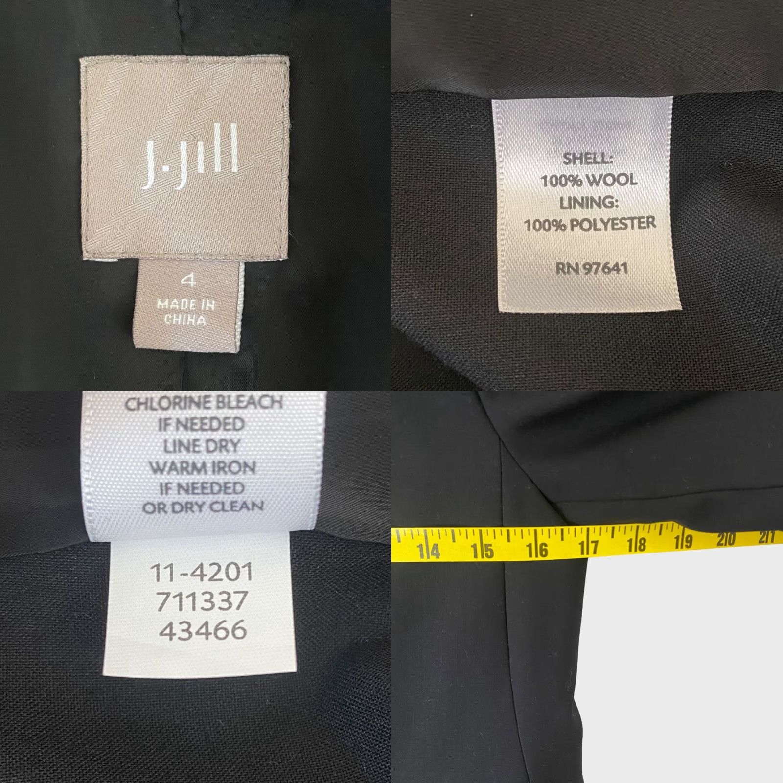 J. Jill J.Jill Blazer Women's Size 4 Black Wool Blend Ponte Double Button Jacker Formal Size S / US 4 / IT 40 - 8 Thumbnail