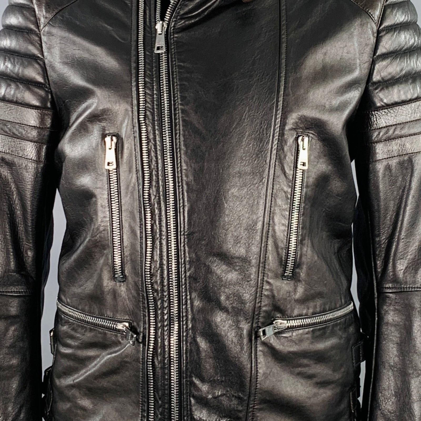 Gucci GUCCI Size 44 Black Brown Quilted Leather Motorcycle Jacket Size US L / EU 52-54 / 3 - 2 Thumbnail