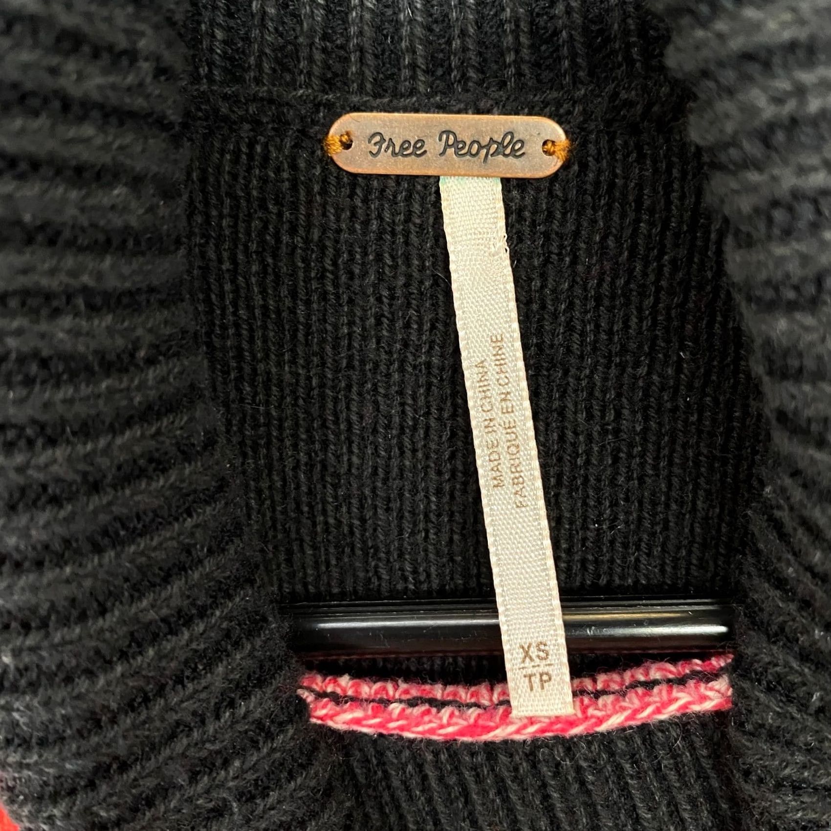 Free People Free People Sweater Dress XS Turtleneck Colorblock Black Red Winter Casual Womens Dress Size XS / US 0-2 / IT 36-38 - 4 Thumbnail