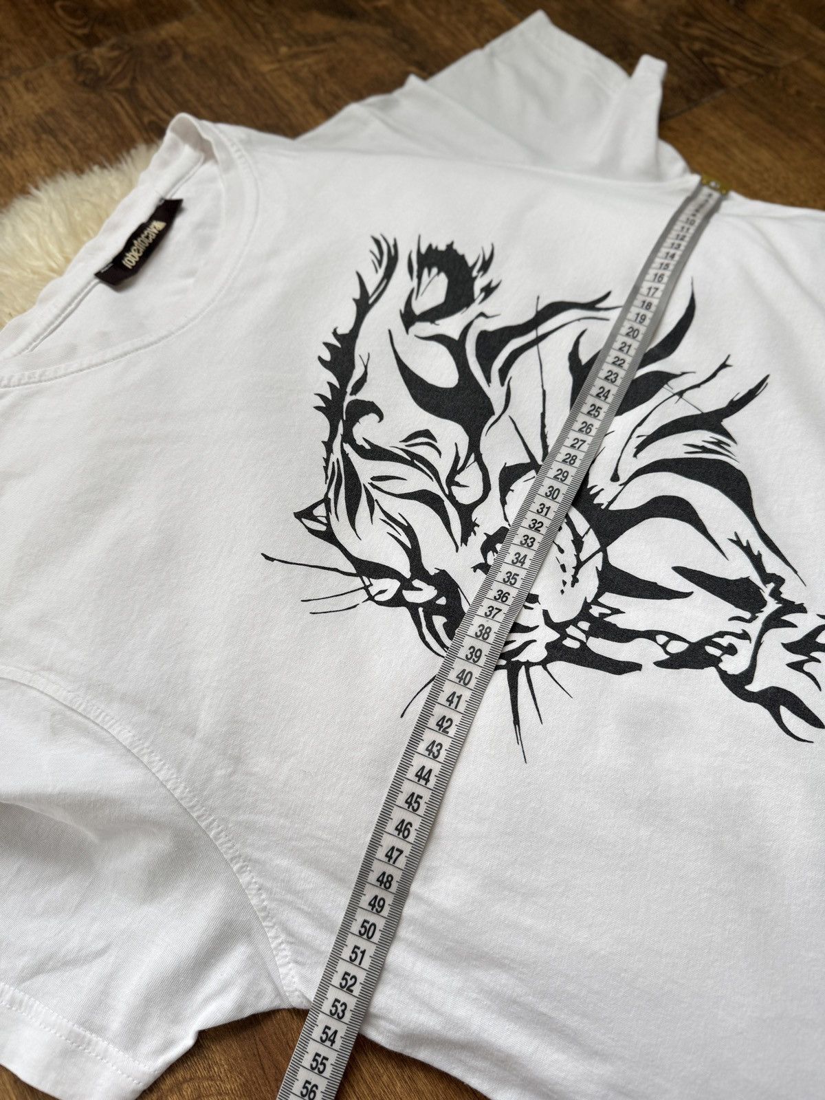 Roberto Cavalli Roberto Cavalli White Embellished Lion Crewneck T-Shirt Size US XXL / EU 58 / 5 - 7 Thumbnail