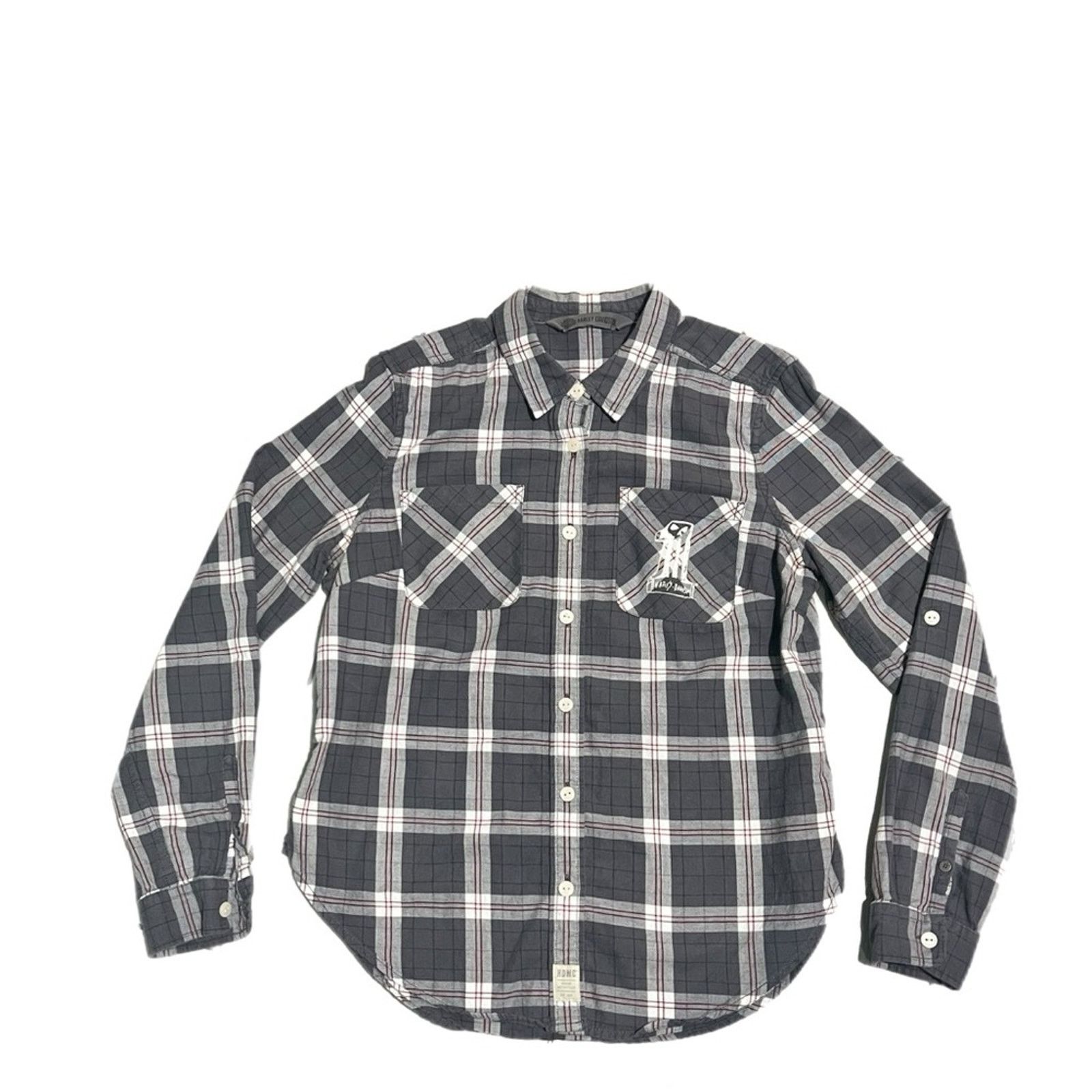 Harley Davidson Harley-Davidson Plaid White & Black Button-Up Shirt Size US L / EU 52-54 / 3 - 1 Thumbnail