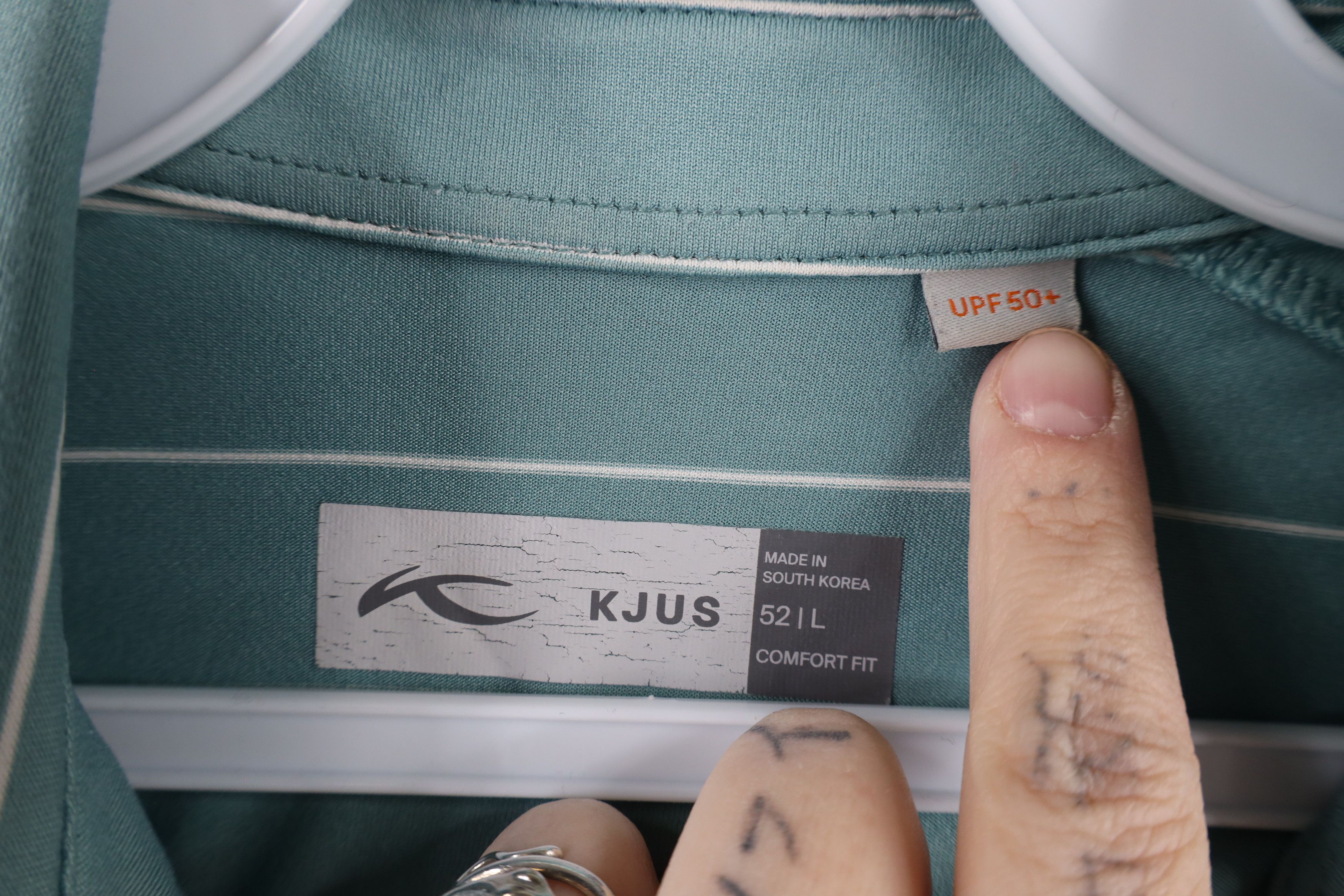 KJUS × Vintage Kjus UPF 50+ Striped Short Sleeve Collared Polo Shirt Teal Size US L / EU 52-54 / 3 - 6 Thumbnail