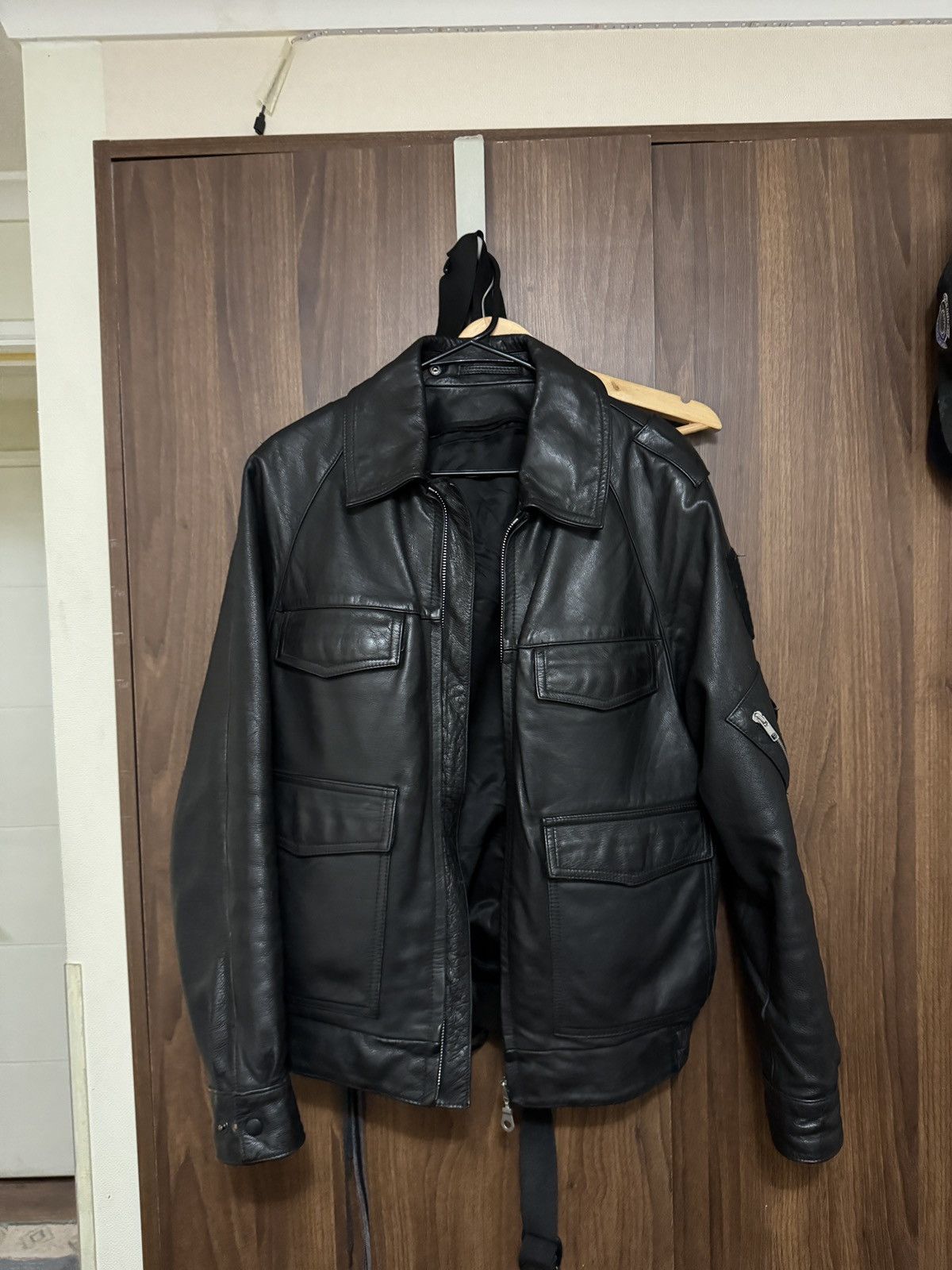 Vintage German polizei leather jacket Size US L / EU 52-54 / 3 - 2 Thumbnail