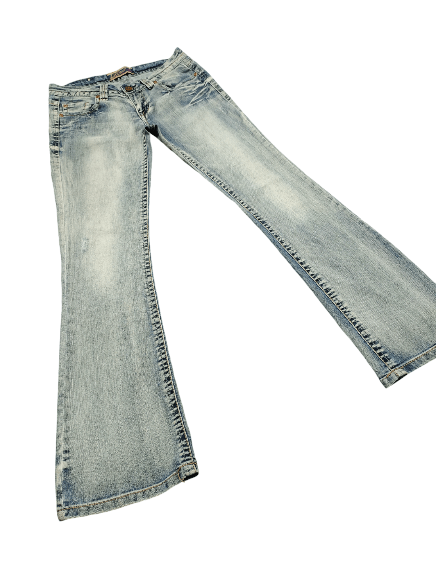If Six Was Nine Flare Jeans Wallflower Clawmark Faded Denim Bootcut Low Rise Size US 30 / EU 46 - 2 Thumbnail