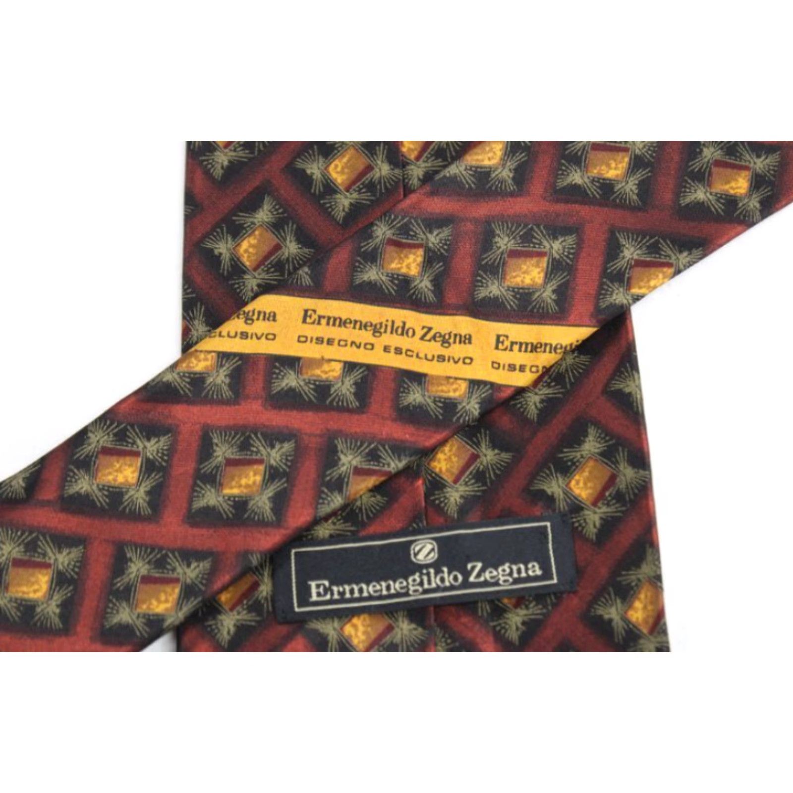Ermenegildo Zegna VINTAGE Ermenegildo Zegna Necktie Men’s Designer Silk Geometric Brown Gold Italy Tie Brown Gold Geometric Silk 55.5" Short N/A Size ONE SIZE - 4 Thumbnail