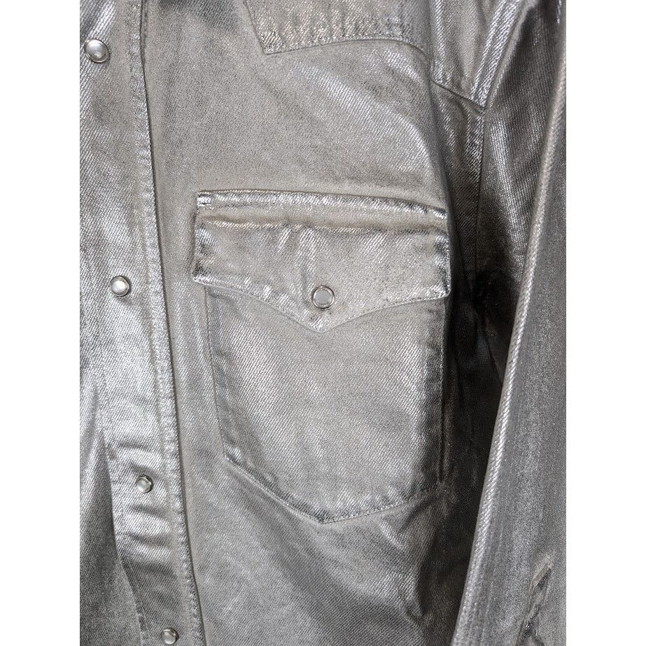 VTMNTS o1rshd1 Metallic Denim Shirt in Metallic Silver Size US M / EU 48-50 / 2 - 8 Thumbnail