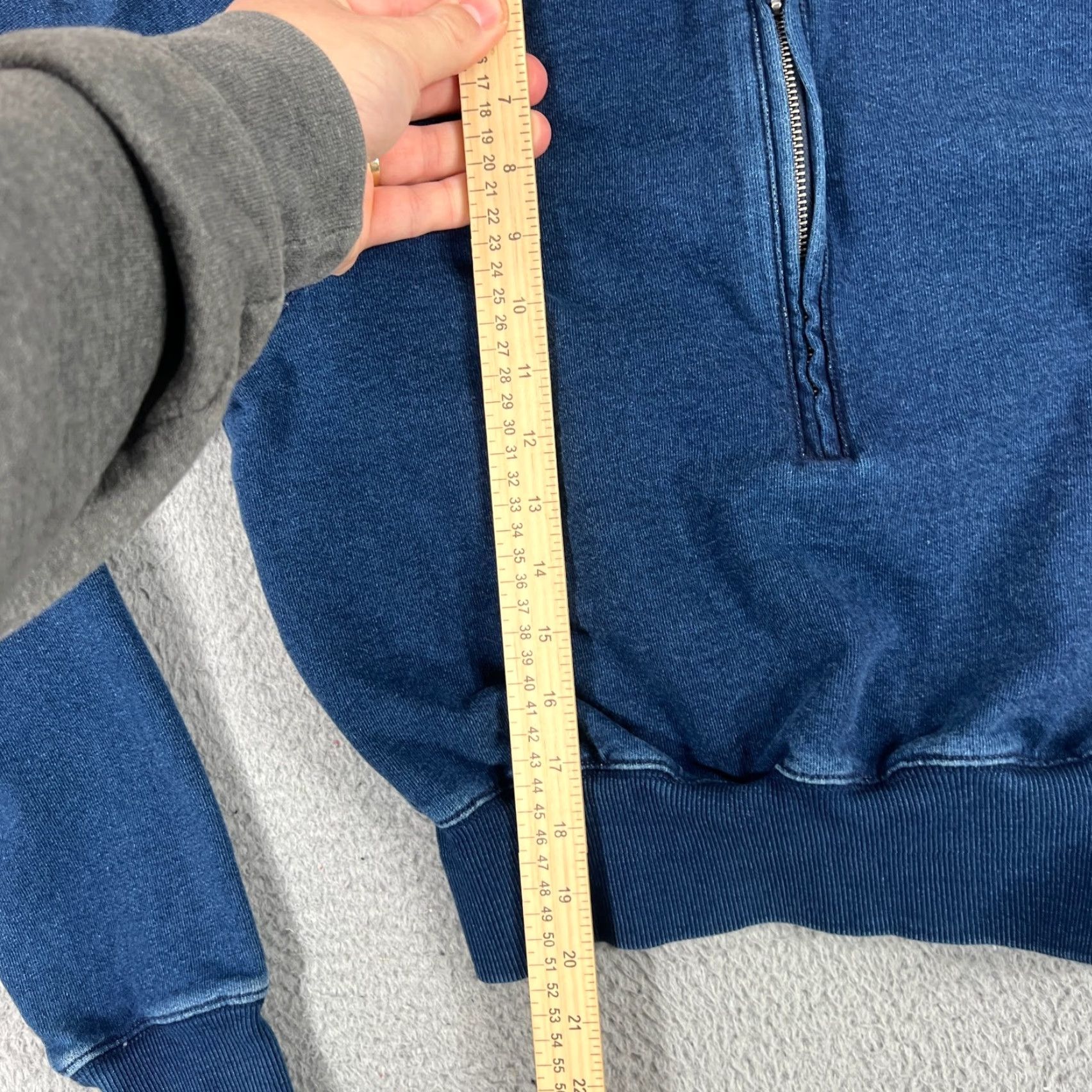 Good American GOOD AMERICAN Sweatshirt Pullover Mock Zip Indigo Blue Cropped N/A Size M / US 6-8 / IT 42-44 - 6 Thumbnail
