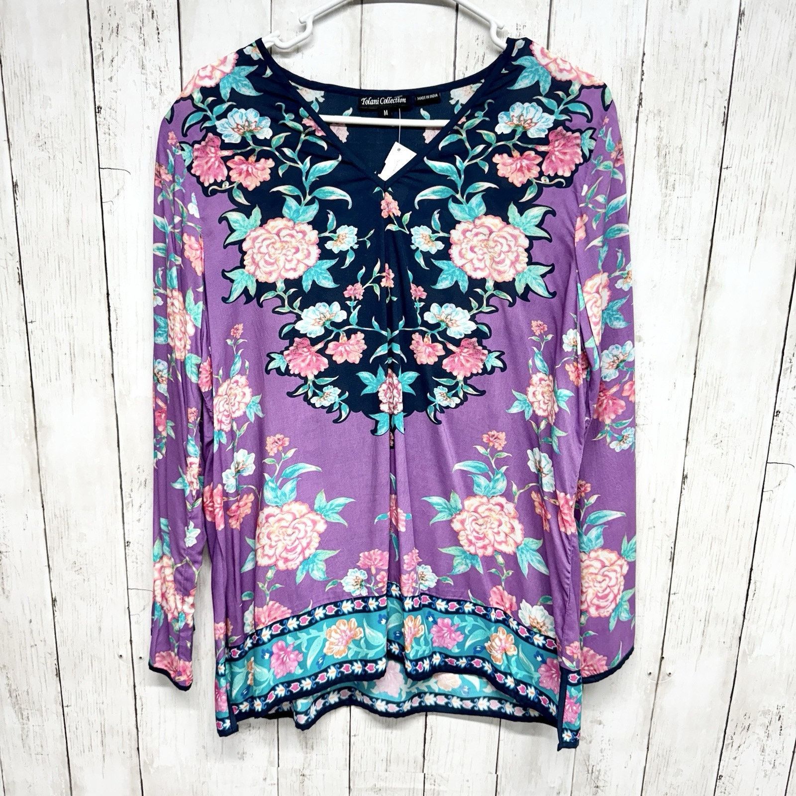 Other Tolani Collection Floral Top Medium V-Neck Long Sleeve Modal Size M / US 6-8 / IT 42-44 - 1 Thumbnail