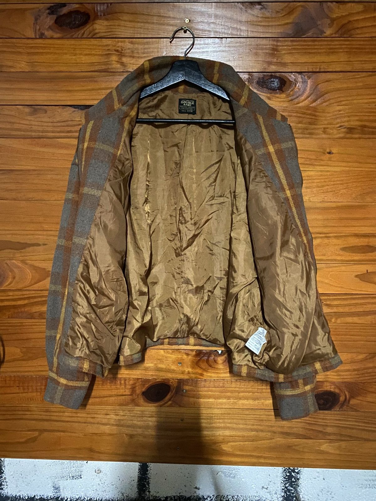 Japanese Brand Double Name 1990s Vintage Plaid Wool Blend Zip Jacket Brown Size L / US 10 / IT 46 - 9 Thumbnail