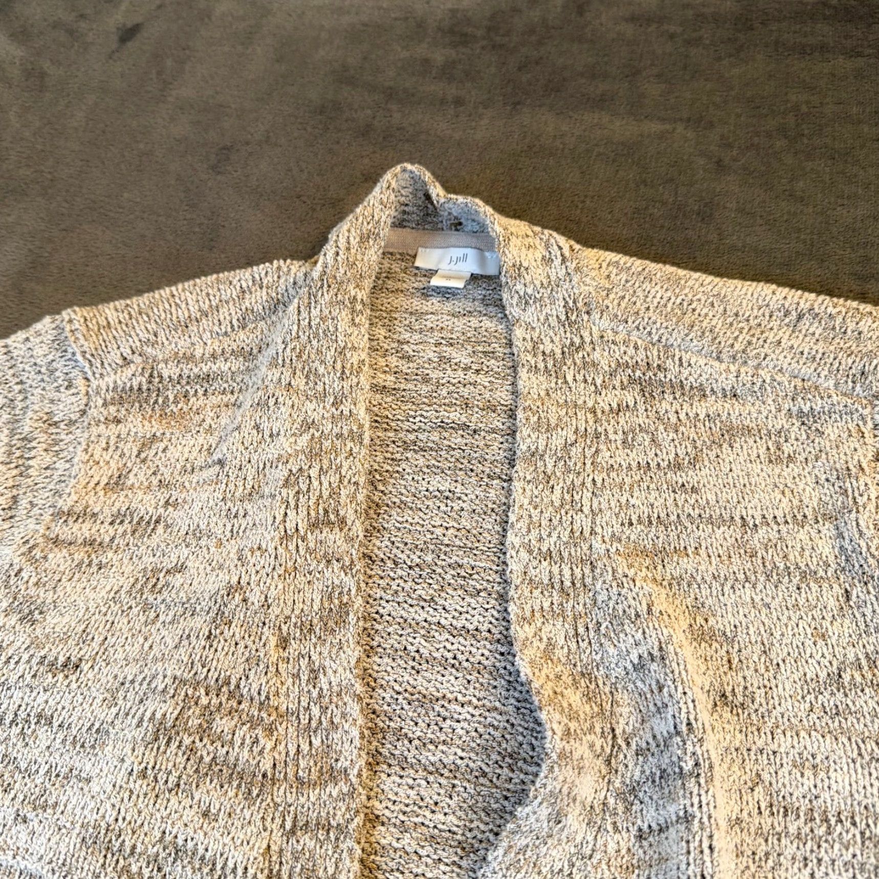 J. Jill VINTAGE J Jill Cardigan Knit Open Front Womens XL Gray Geometric Crochet Marbled Lace Open-Knit Lightweight Casual Fall Spring Womens Size XL / US 12-14 / IT 48-50 - 2 Thumbnail