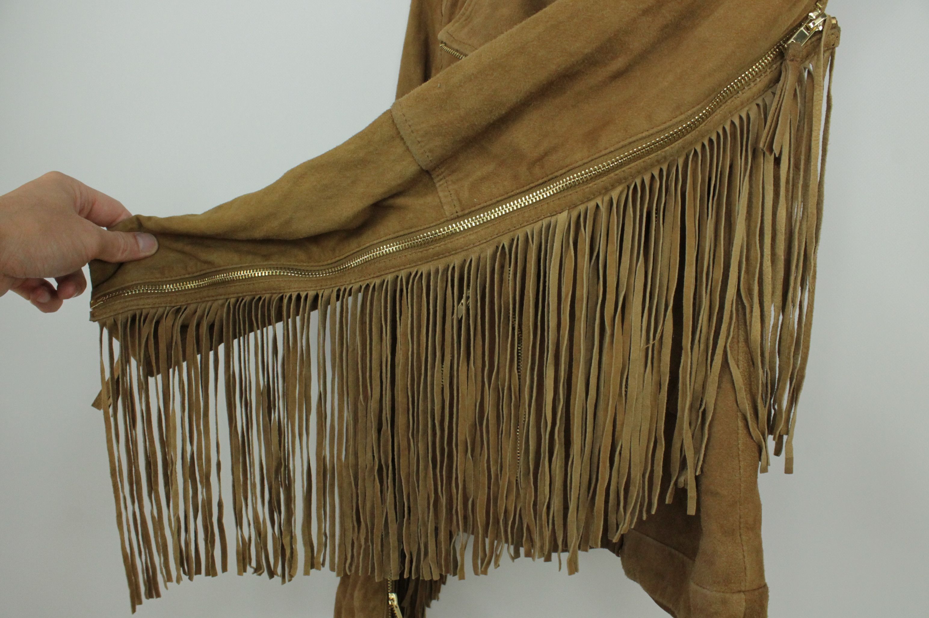Gestuz Gestuz Fringe Biker Brown Goat Suede Women's Jacket Size XS / US 0-2 / IT 36-38 - 4 Thumbnail
