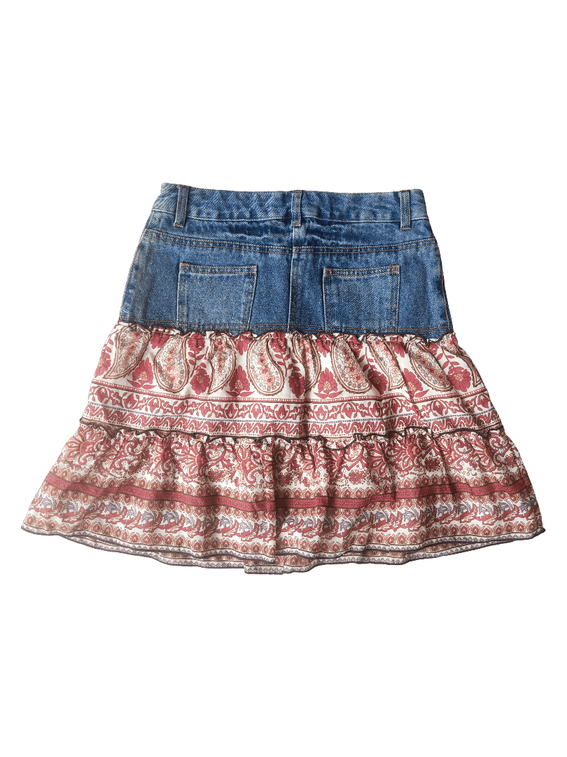 Hysteric Glamour C.O.L.Z.A. Boho Paisley Denim Mini Skirt Y2K Japanese Brand Size 30" / US 8 / IT 44 - 4 Thumbnail