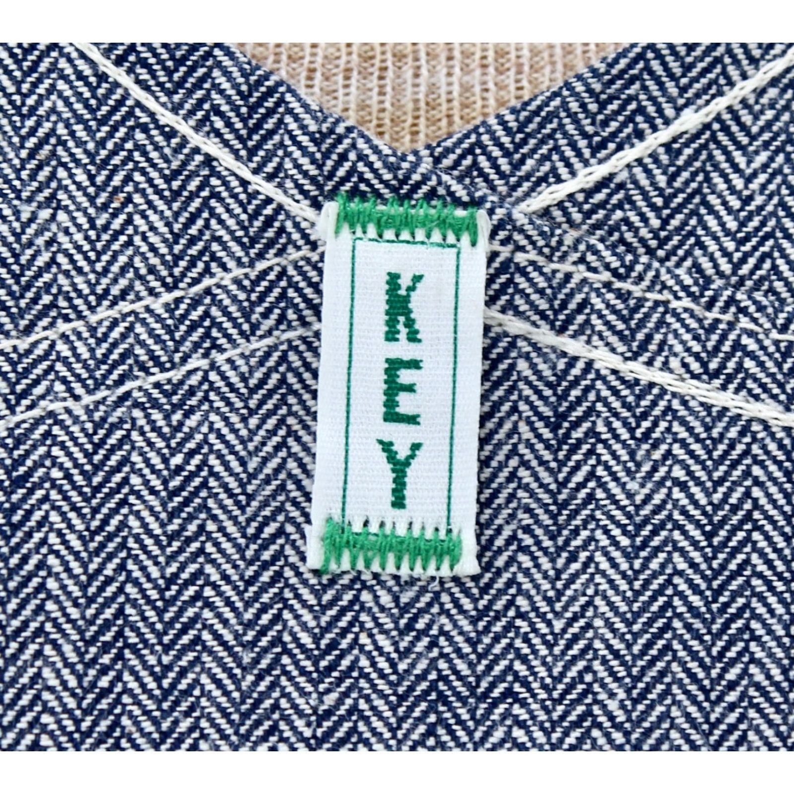 Vintage VINTAGE Key Denim Overalls Shirt Mens 70s HBT Striped Blue Cotton Medium 1970s 28.5in Inseam Size US 31 - 4 Thumbnail