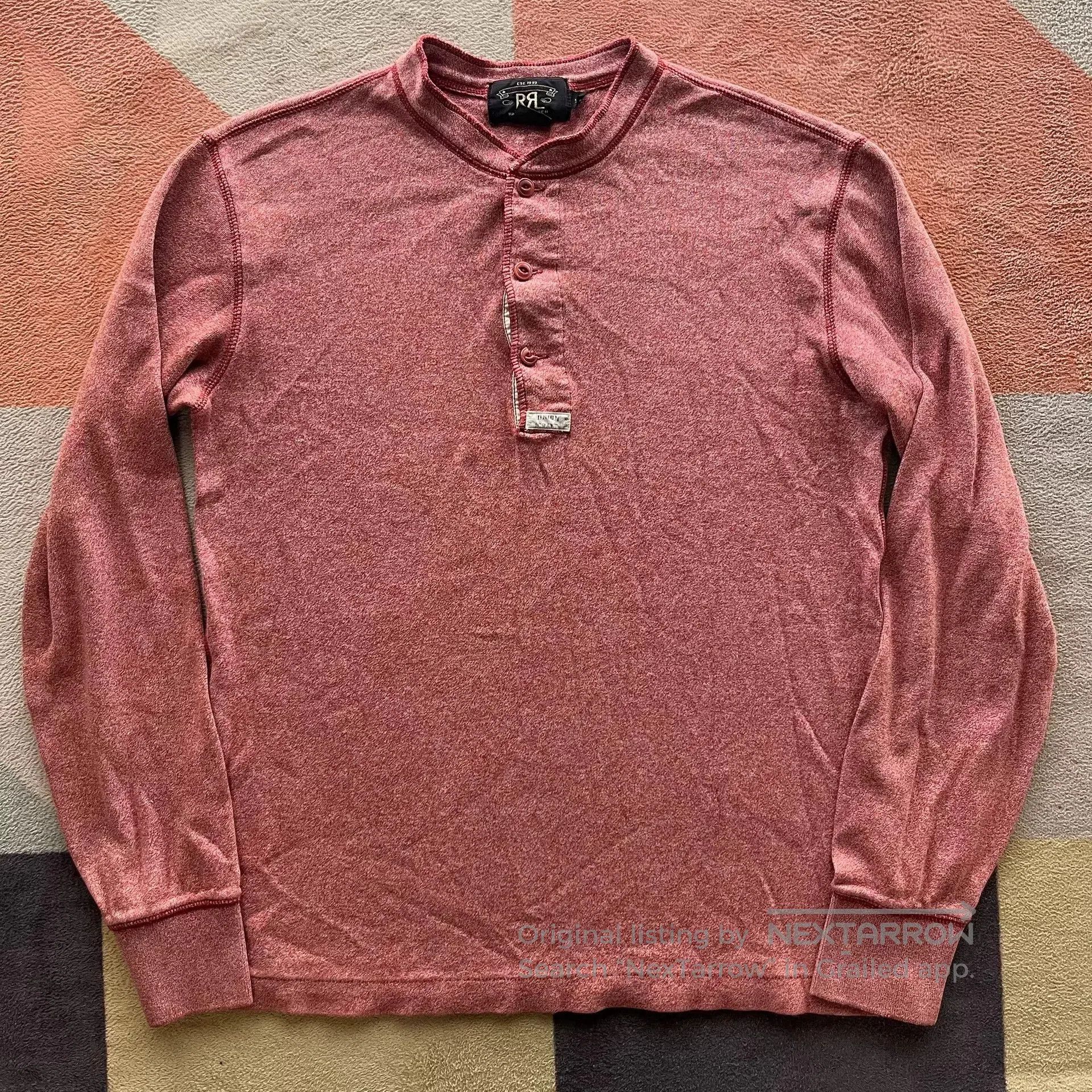 RRL Ralph Lauren RRL Pink Henley Collar Sweater. Size US S / EU 44-46 / 1 - 1 Thumbnail