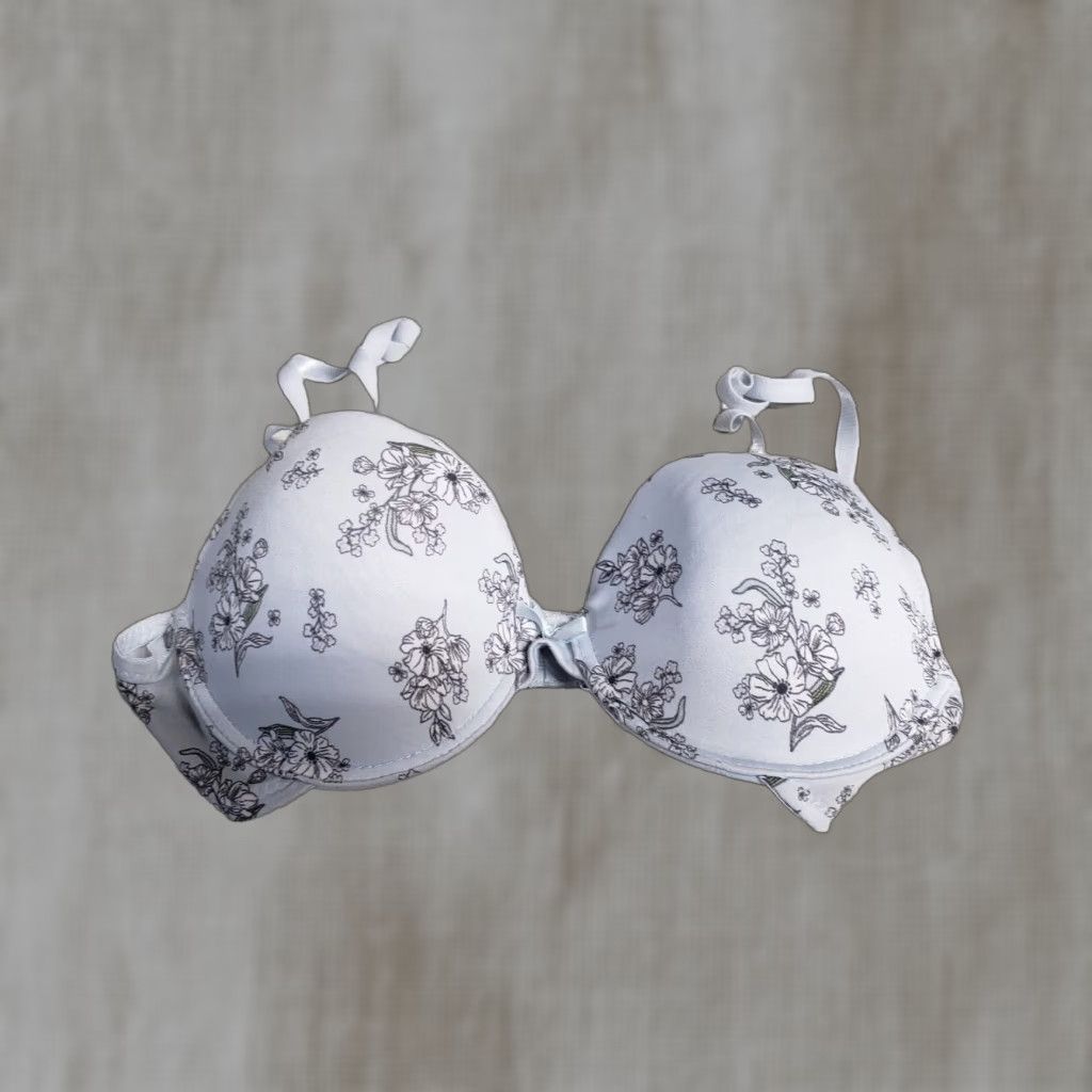 Vintage VINTAGE Kathy Ireland Intimates Blue Floral Underwired Padded Push Up Bra 34C Size 34C Womens Size ONE SIZE - 1 Thumbnail